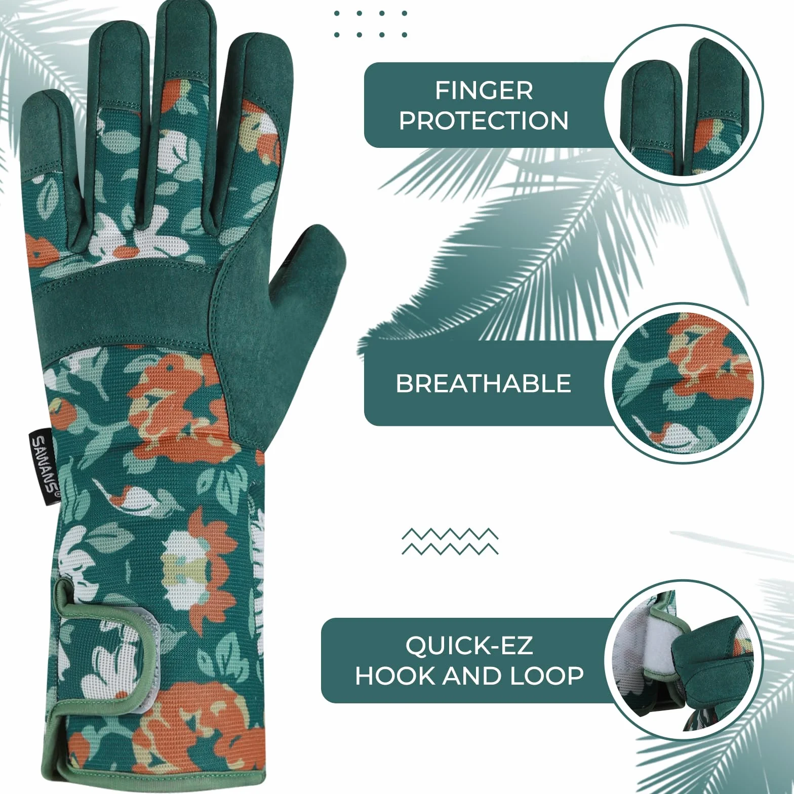 SAWANS Guantes de jardinería largos resistentes a las espinas protección antebrazo Verde