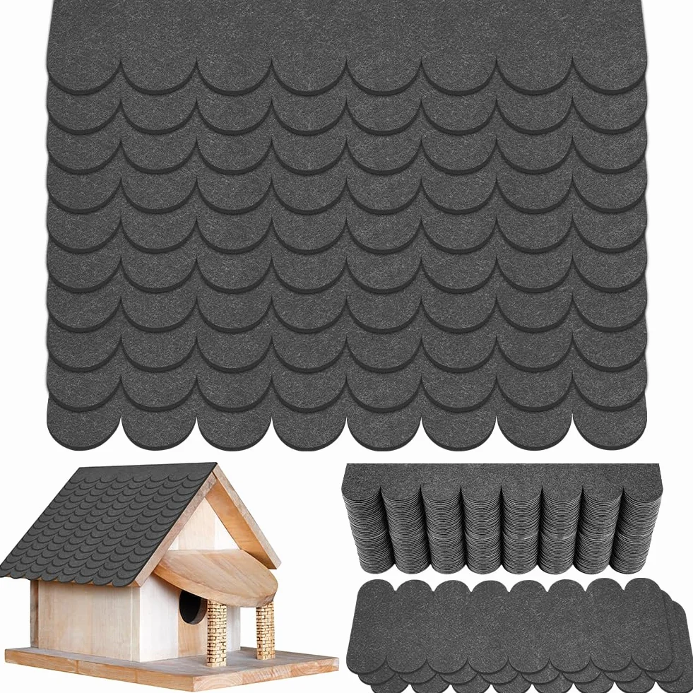 Tejas Bituminosas Autoadhesivas 53 Piezas, Impermeables Tejas de Fieltro para Techos de Casas de Pájaros, Casetas de Jardín, Gris 30x5 cm/30x11 cm