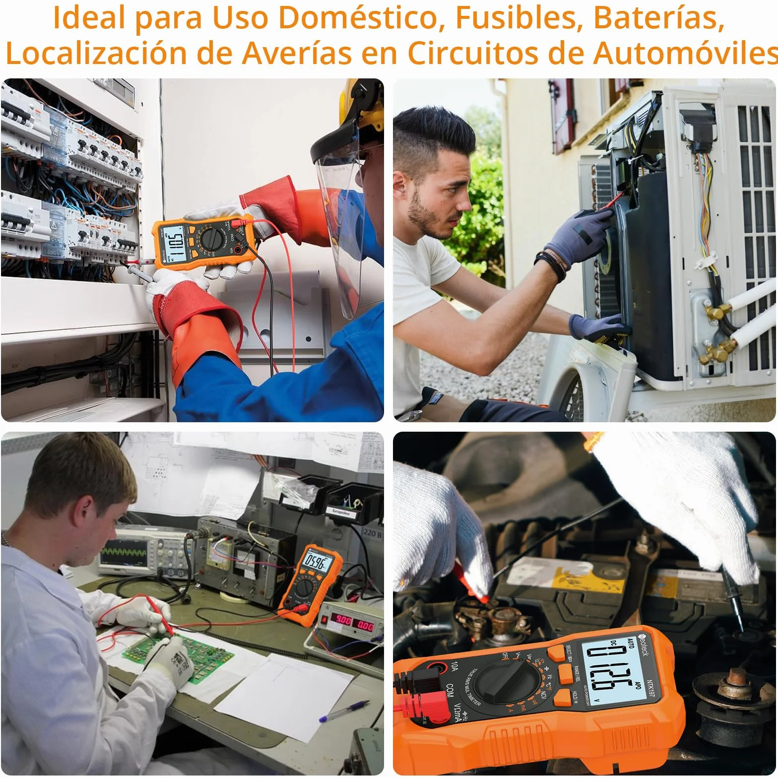 Neoteck Multimetro Digital 2000 Conteos Tester Electricista CA/CC Tensión Resistencia Capacitancia NCV