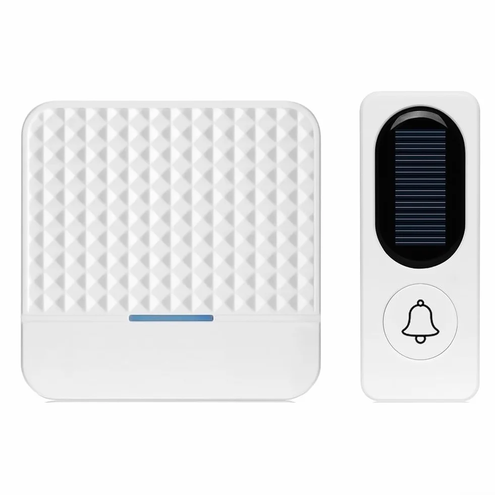 Timbre inteligente inalámbrico con energía solar, timbre inteligente inalámbrico, timbre de música de larga distancia para hogares grandes, timbre de video inteligente con vista en vivo, detección
