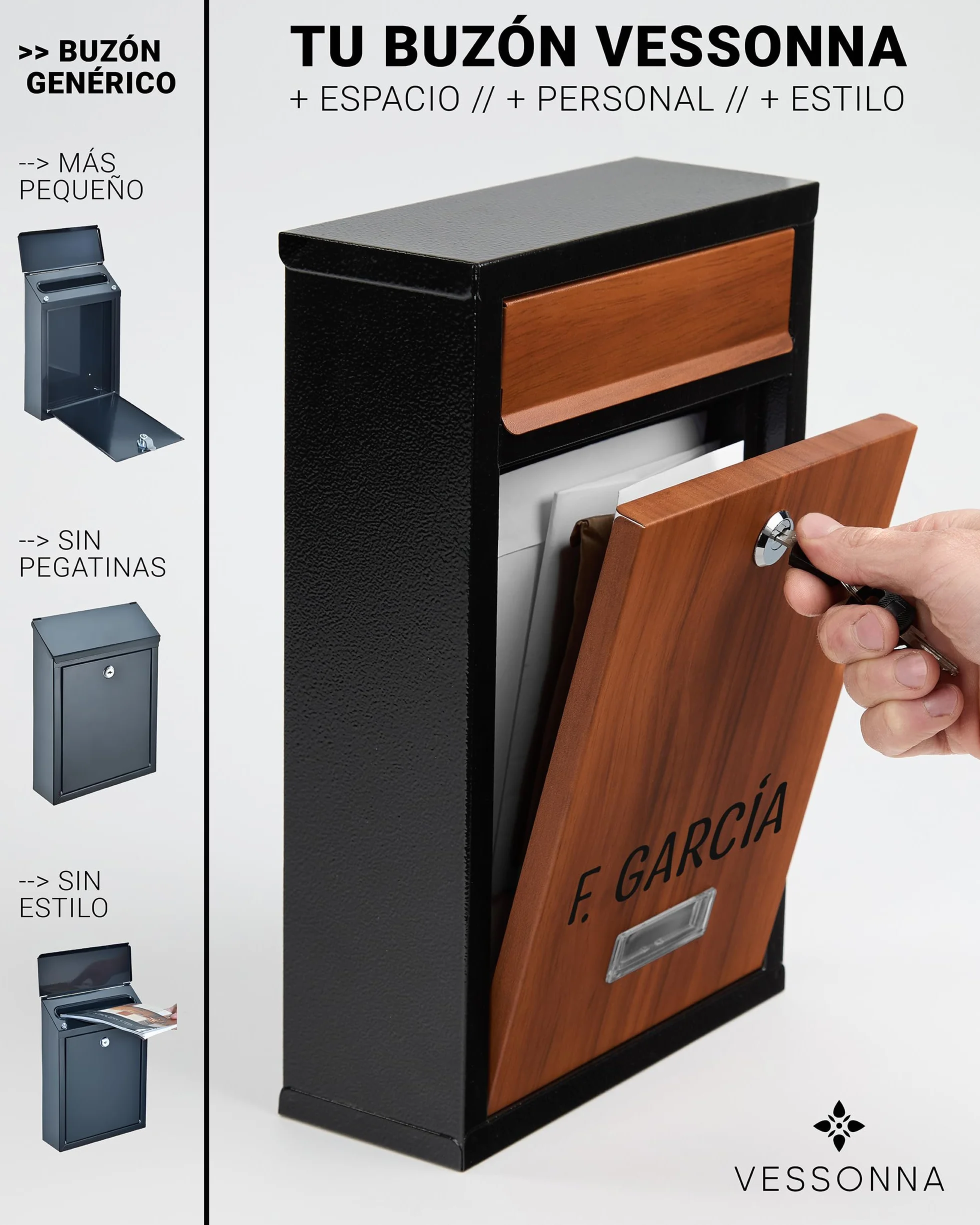 Buzon Exterior de Acero Tamaño M (DIN A4) | Buzones de Correos Exterior con Ventana de Visualización, Pegatinas Personalizables y Diseño Resistente a la Intemperie