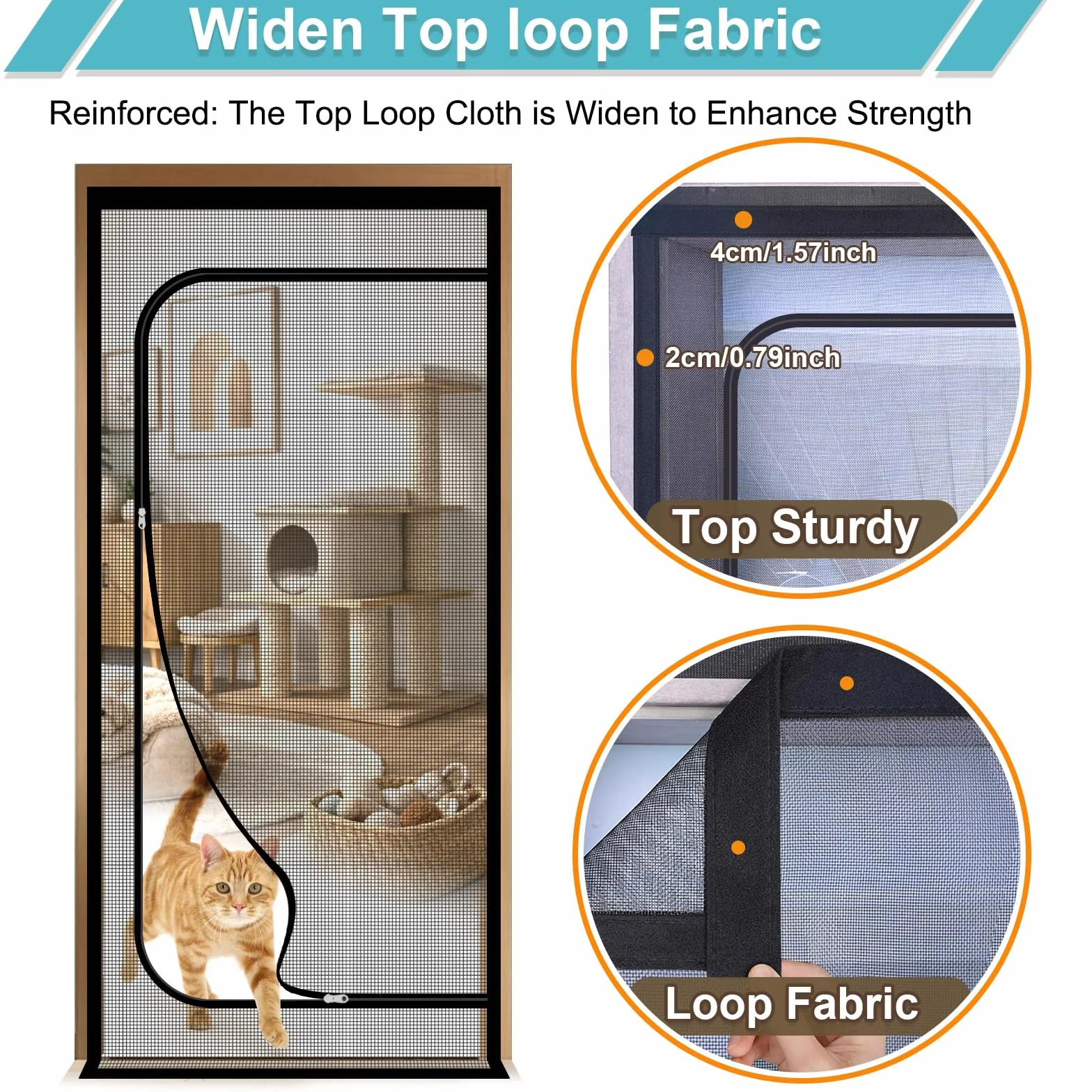 MAGICDOOR Mosquitera Puerta para Gatos Reversible 105x180cm, Blanco | Malla Resistente, Evita Que los Gatos Perros se Escapen de casa, con Cremallera Bilateral, Cinta 4cm en Parte Superior