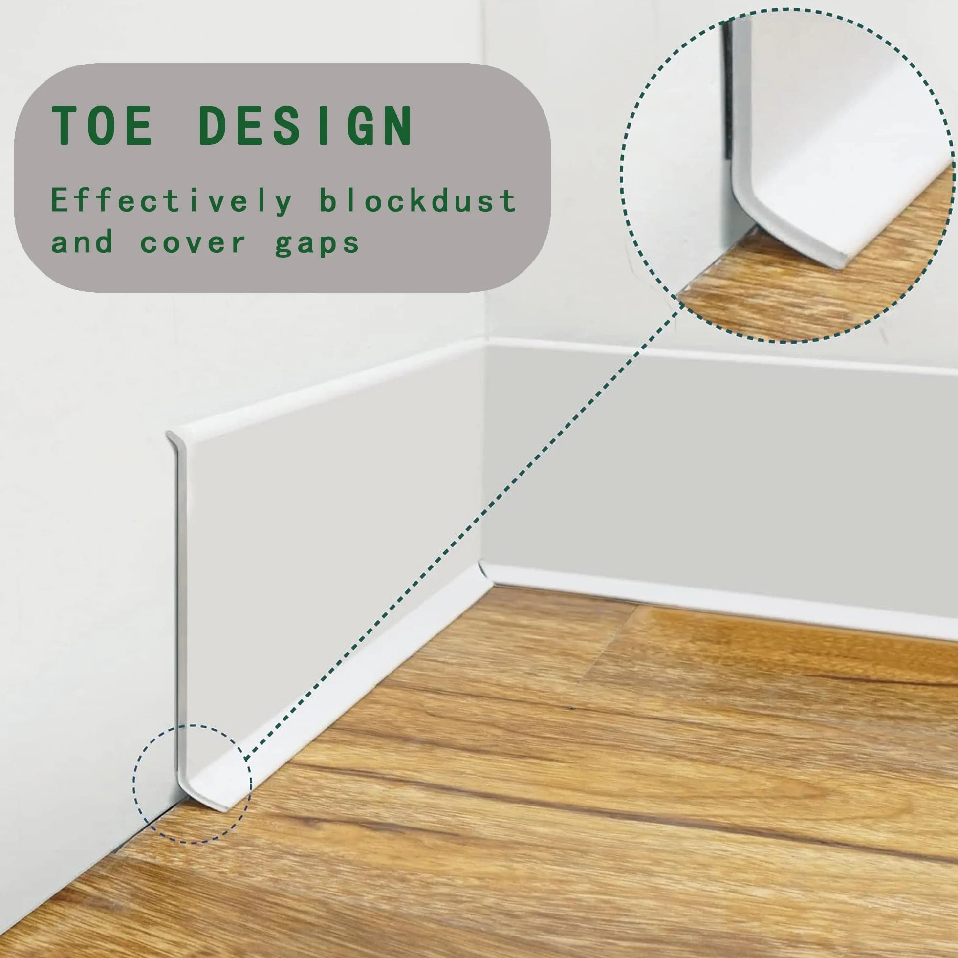 Rodapies Autoadhesivo PVC, 3.5/6/10 M Flexible Rodapie Adhesivo, Zocalos Pared, Rodapie Apto Para Cocina, Sala de Estar y Baño, Ancho 8/10 cm (Blanco, 8cm x 3.5 metros)