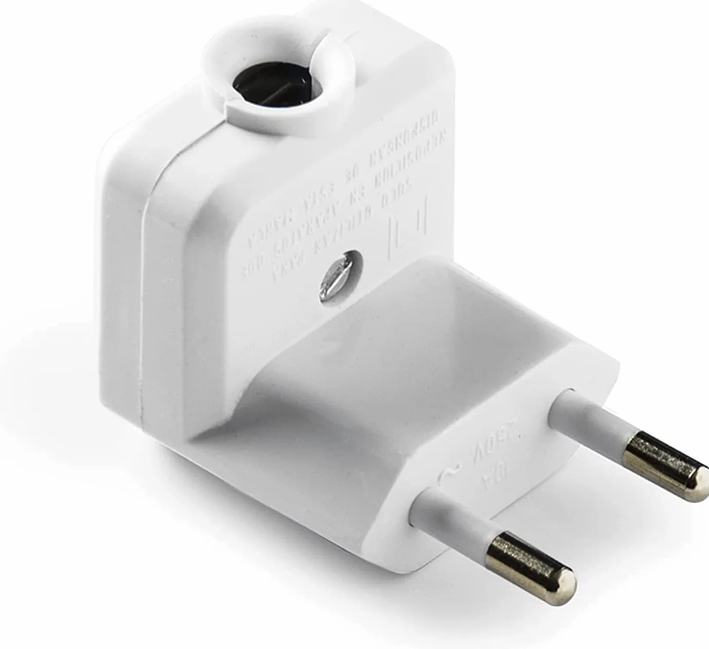 CABLEPELADO Clavija Enchufe Acodado Bipolar Angular 10A 250V IP20 3,7kW Macho Blanco