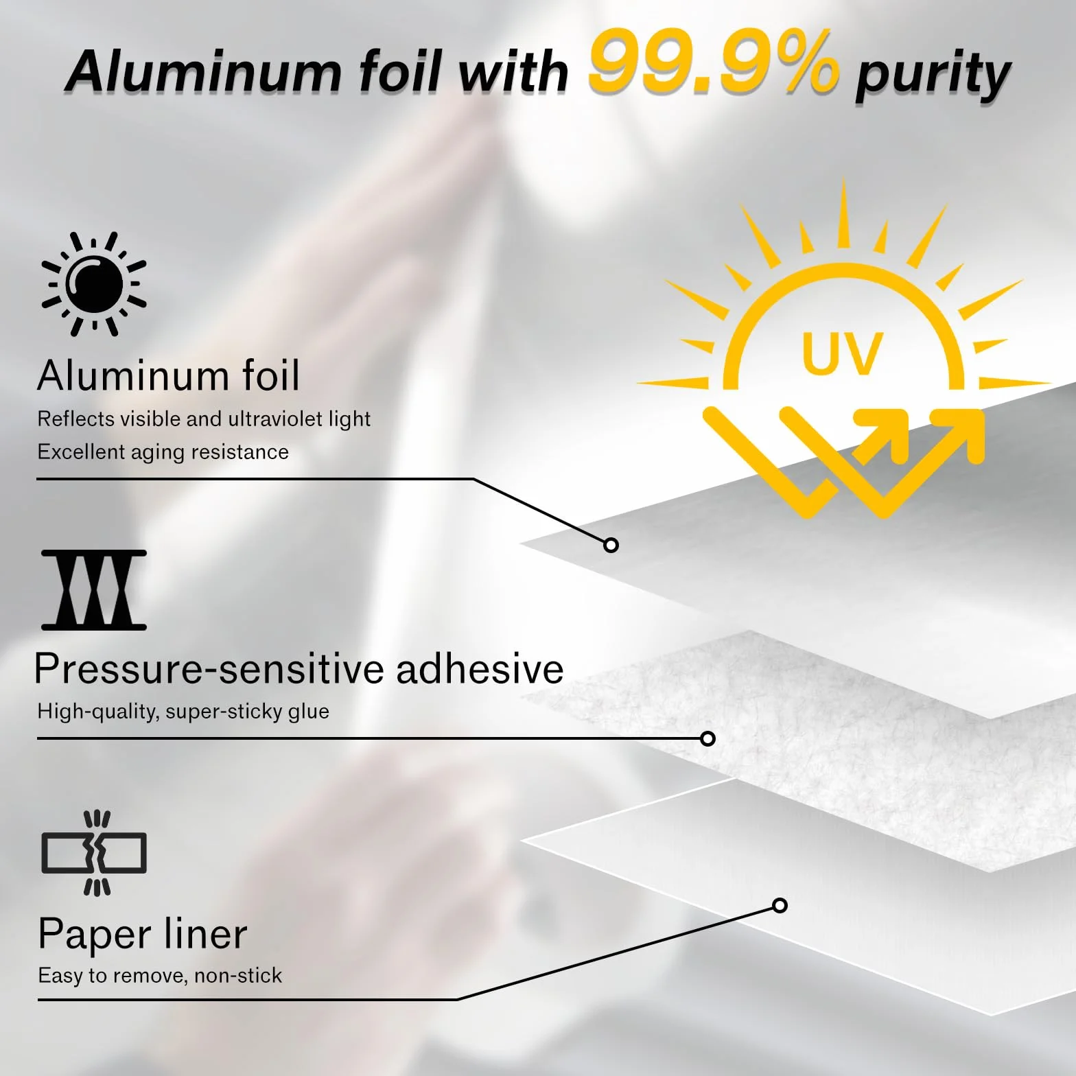 Cinta de Aluminio Selladora para Conductos de Aire 50 mm x 59.5 m, Impermeable, Resiste Vapor y Gas, Altas/Bajas Temperaturas, Robusta, Reparaciones Permanentes
