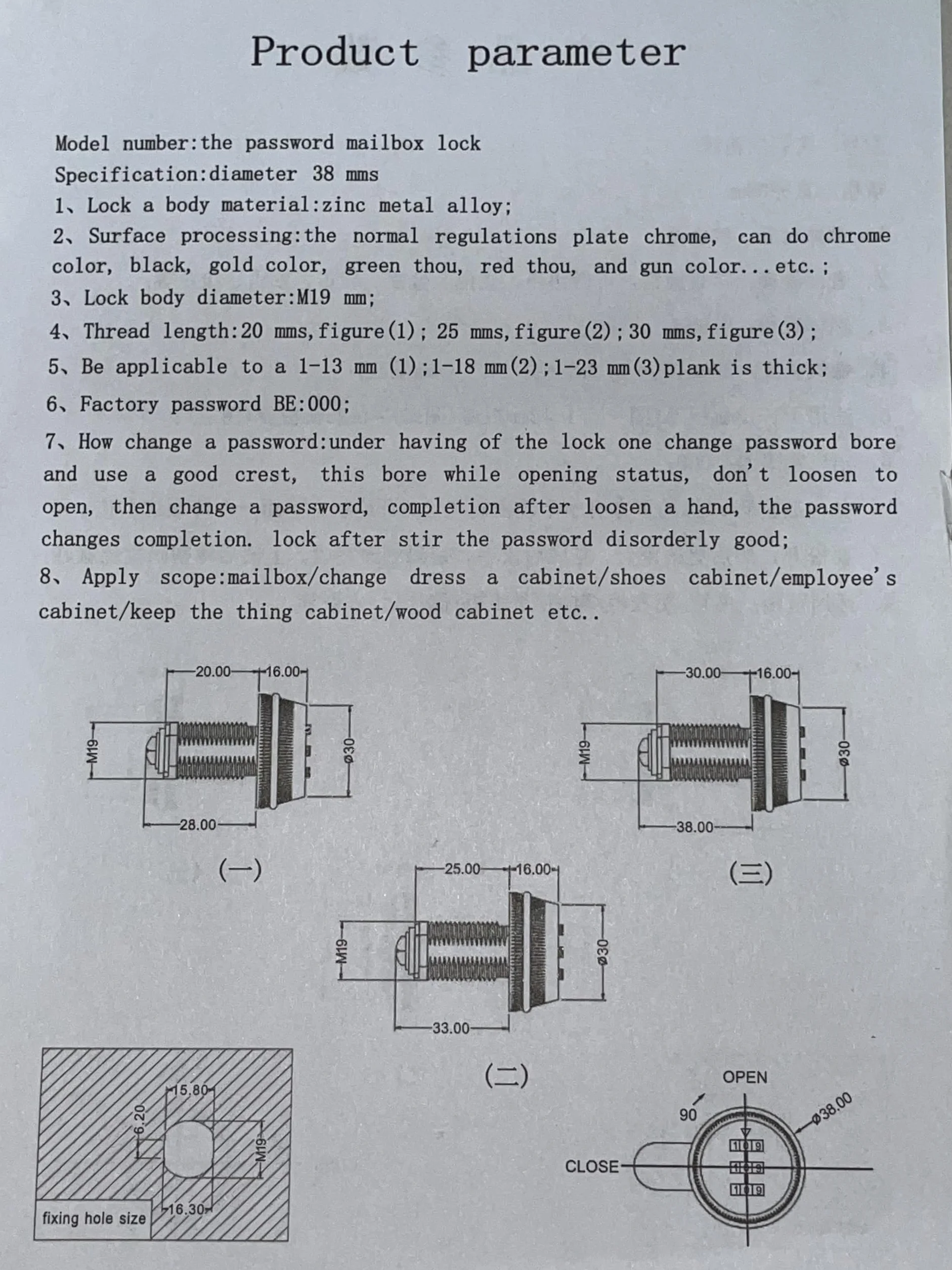 Cerradura de Combinación de Cajón, Codificada Contraseña, Cam Lock, para Buzón de Gabinete, 2 Piezas