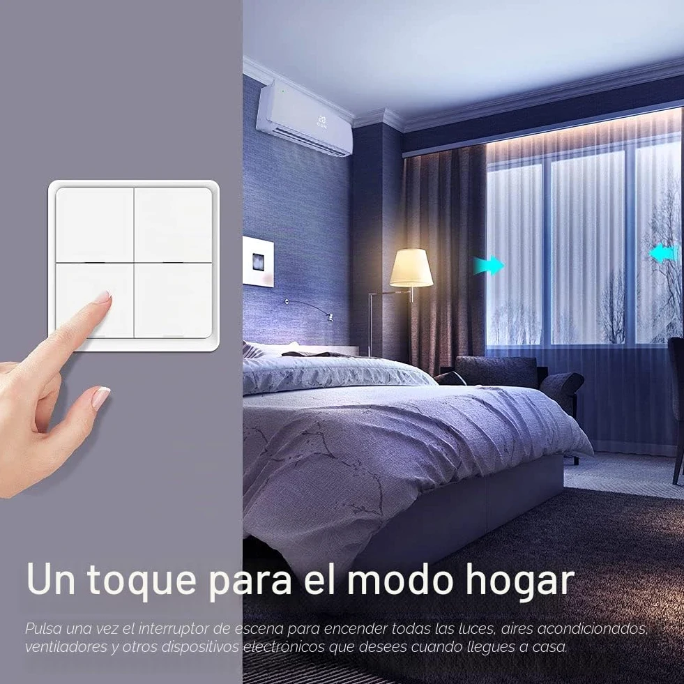 MOES Zigbee Interruptor Inalámbrico Inteligente, 4 Vía 12 Scene Smart Button Switch para Tuya Smart Device, Requiere Tuya/MOES/Smart Life APP(batería incluida,blanco)