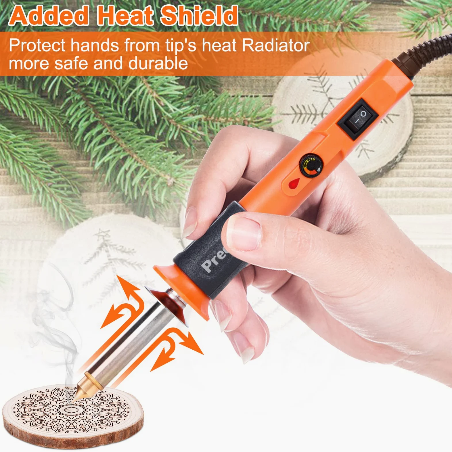 Pirografía Madera 25W, Preciva Soldador Quema Eléctrico Temperatura Ajustable 300~500 ℃ para Madera DIY, Manualidades, Pirografía Eléctrica, con 6 Puntas para Soldadura