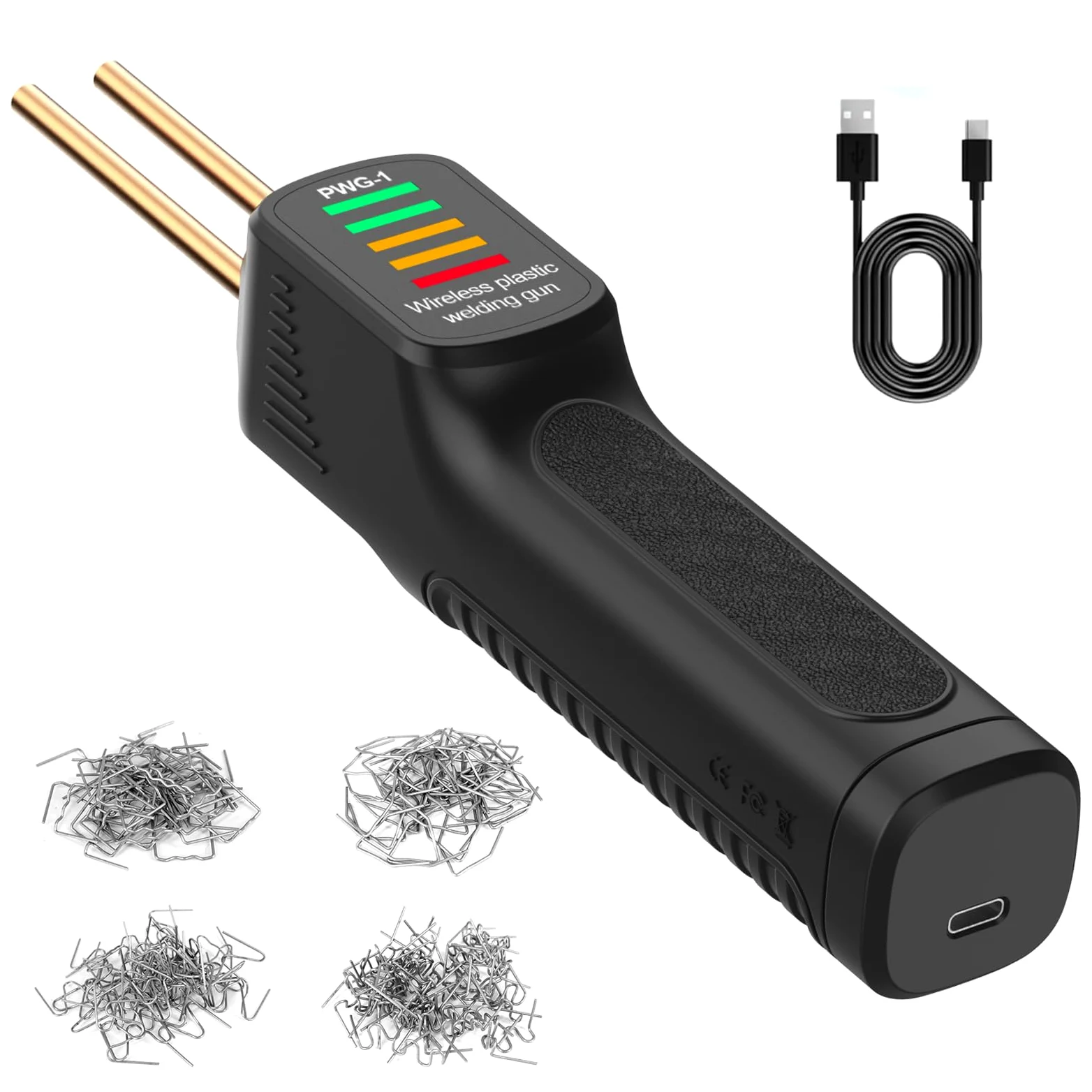 Soldadora de plástico inalámbrica, soldadora con batería, juego de soldadura de plástico manual recargable con 200 grapas, mini soldadora portátil para grietas en faros de parachoques