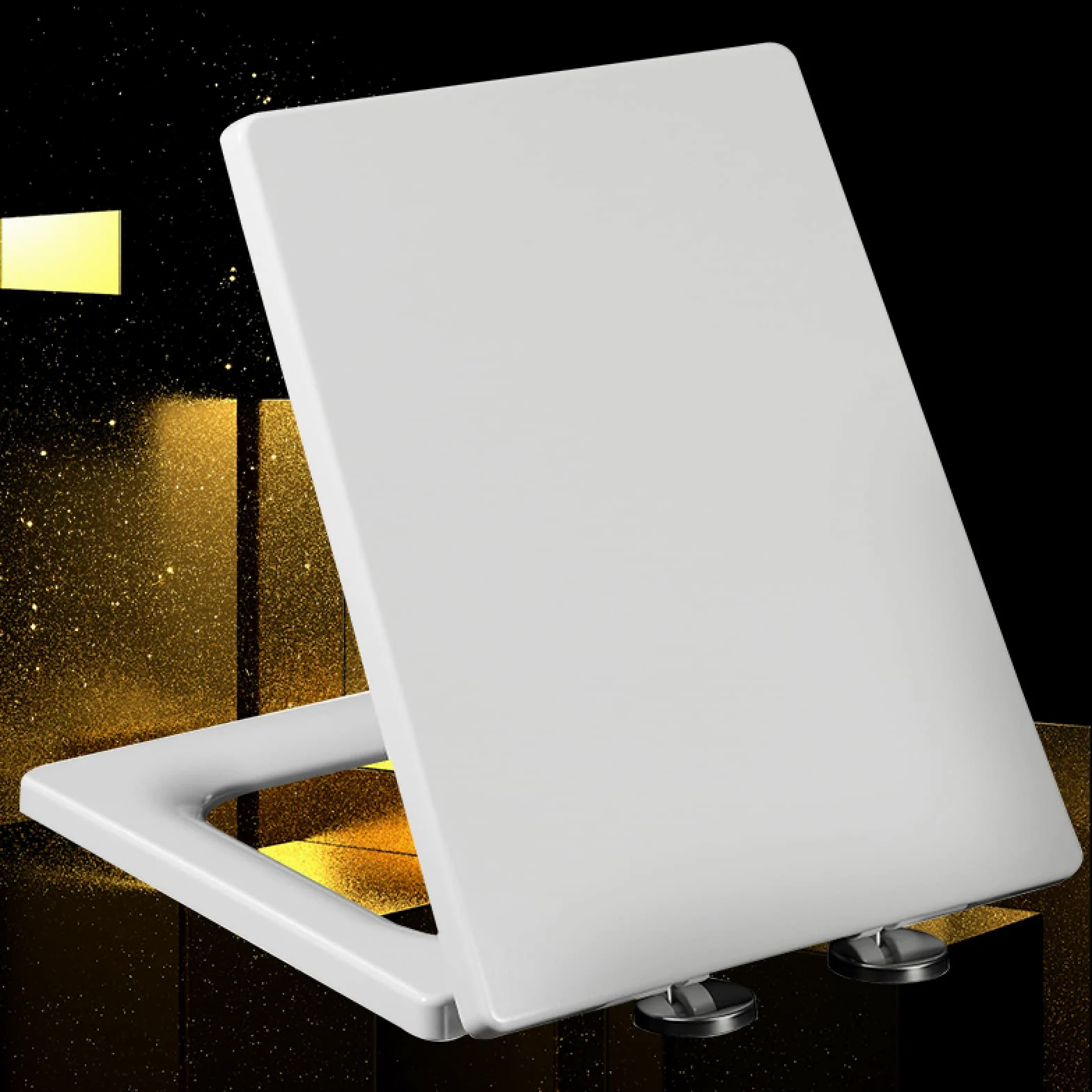 Asientos de inodoro de cierre suave Blanco | Asiento de inodoro cuadrado con liberación rápida | Fijación Superior Simple, Asientos de Inodoro Estándar, Bisagras Reductoras Ajustables,blanco-40~45cm*
