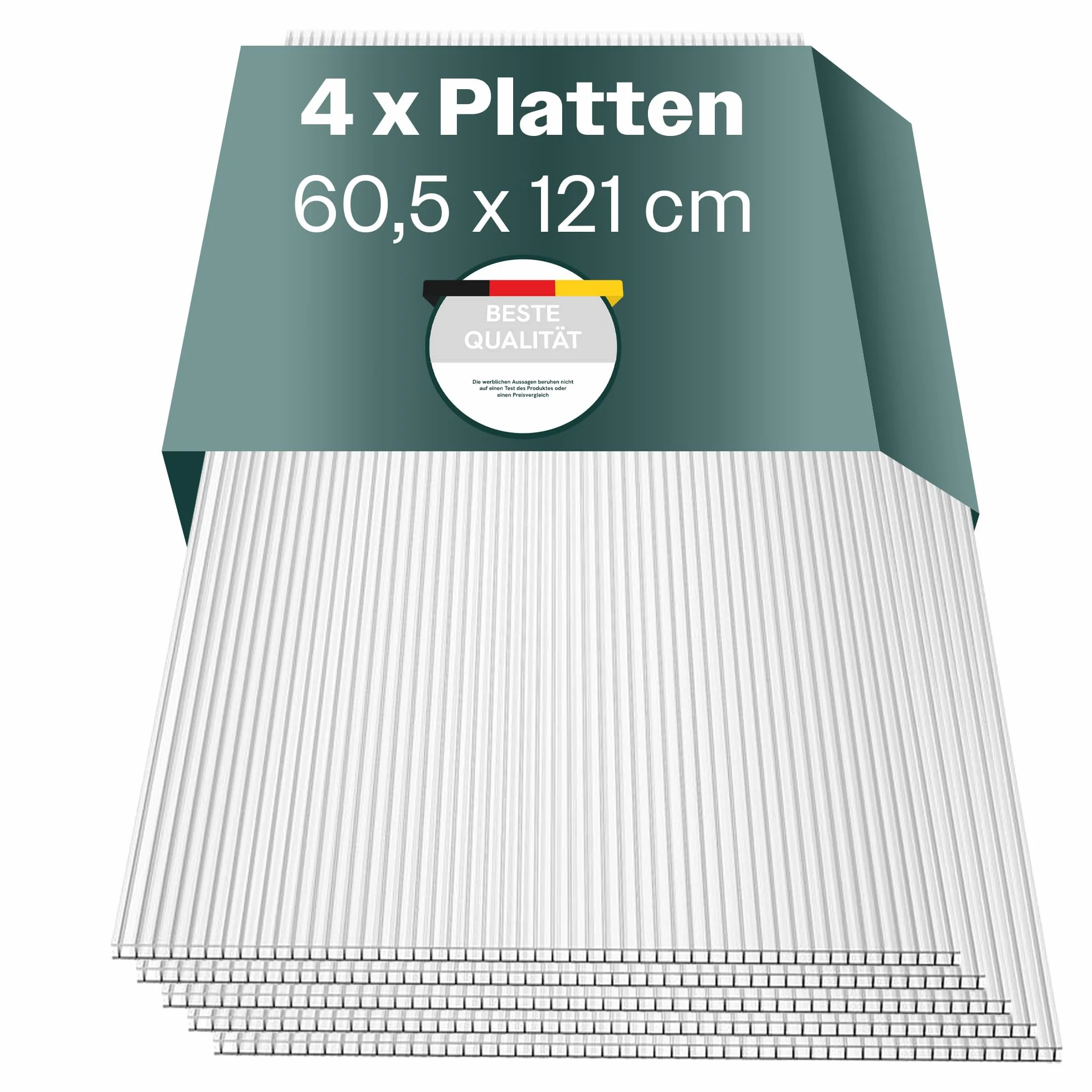 Set de 4 placas multipared para invernadero 60,5 x 121 cm - Placas de policarbonato, placas de plástico de 4 mm, placas para invernadero resistentes al clima, placas de policarbonato alveolares