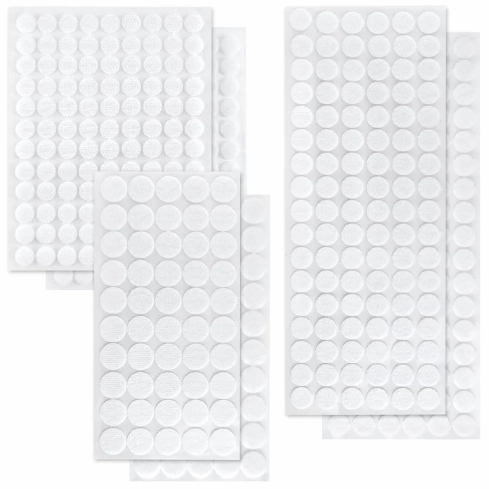 418 Pares Puntos Adhesivo Doble Cara Redondo 10/15/20mm Adhesivo Redondo Blanco Gancho y Bucle Puntos Autoadhesivo para Bricolaje, Manualidades