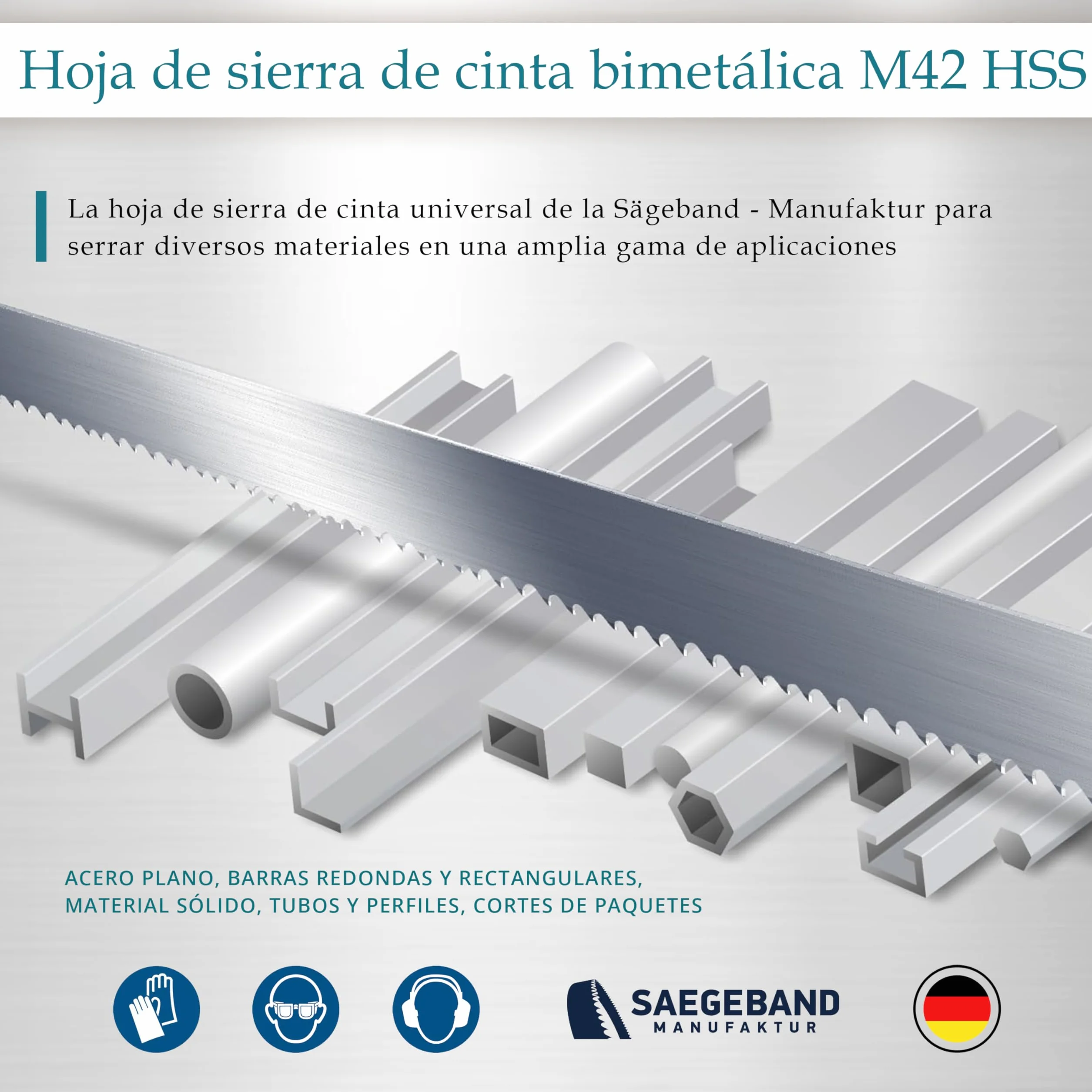 Pack 5 Hojas de Sierra de Cinta Premium M42 HSS Bimetálicas 1330 x 13 x 0,65 mm 14/18 TPI para Metal