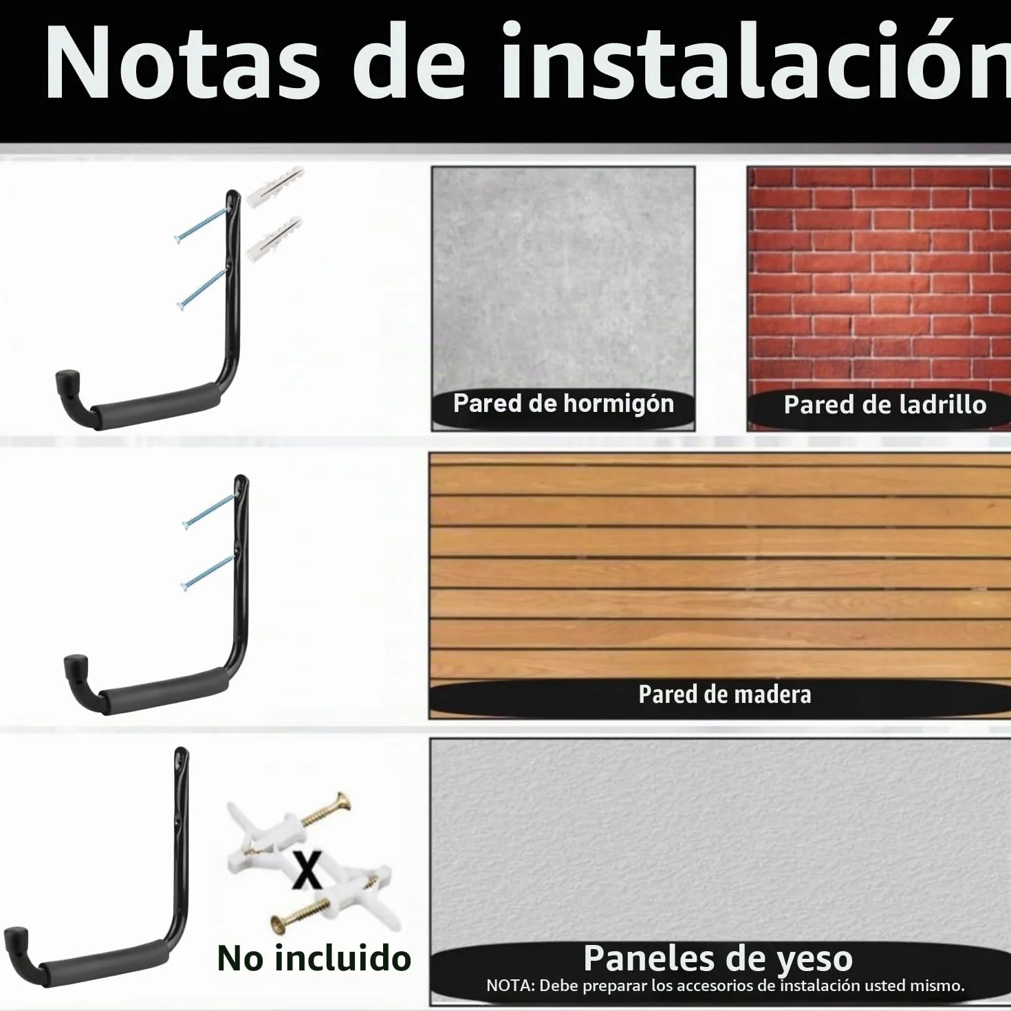 Ganchos para Escaleras de Almacenamiento de Garaje 24CM 9,5 Pulgadas Estante de Utilidad de Brazo Jumbo Resistente
