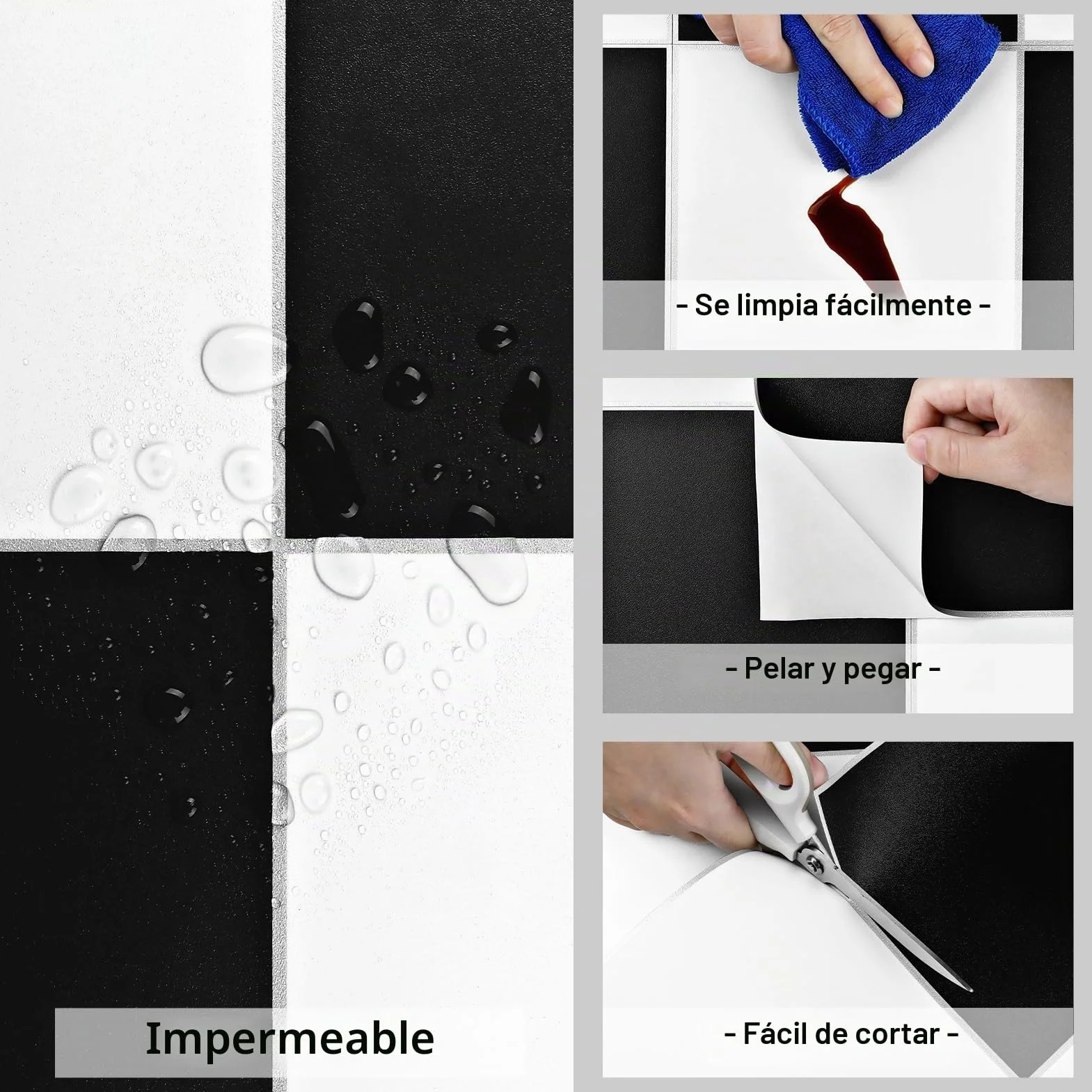 Baldosas Adhesivas Suelo Blanco y Negro Parquet Adhesivo Suelo Vinilo Autoadhesivo Impermeable Para Cocina Baño Losetas Autoadhesivas Blanco y Negro 12 Piezas 30 x 30cm