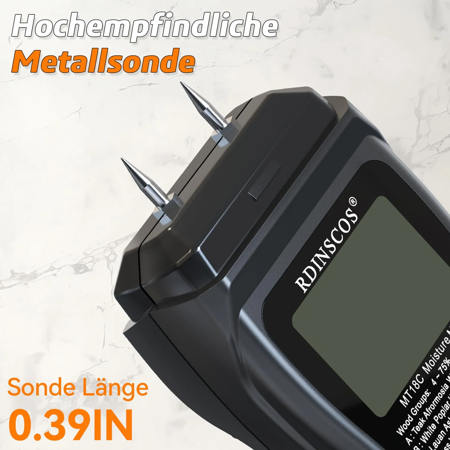 RDINSCOS Medidor de Humedad con Agujas,Medidor Humedad Pared con Batería y Pantalla LCD para Madera, Hormigón y Construcción