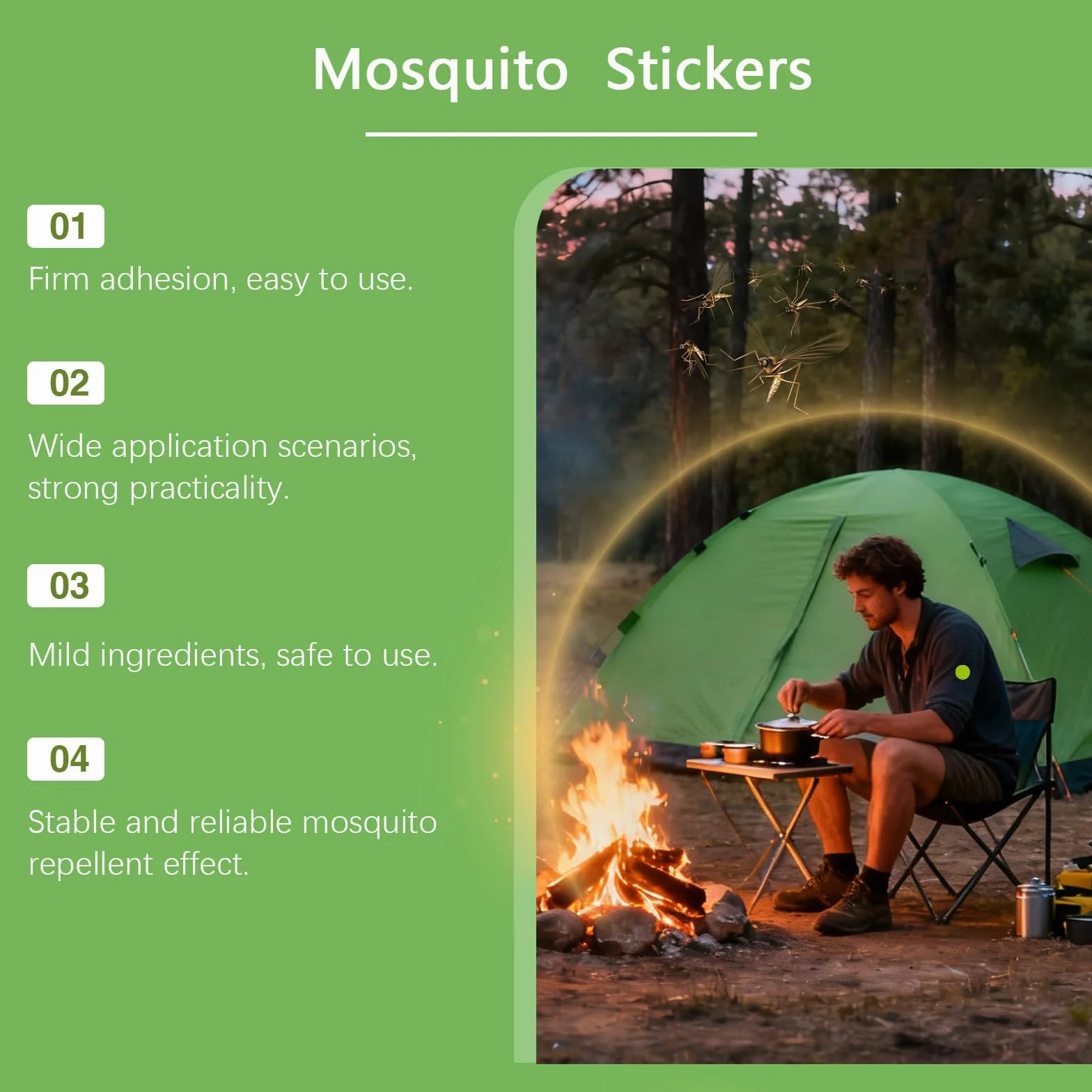 Parche Repelente Mosquitos 78 PCS Previene Picaduras Acampar Aire Libre Adultos Niños
