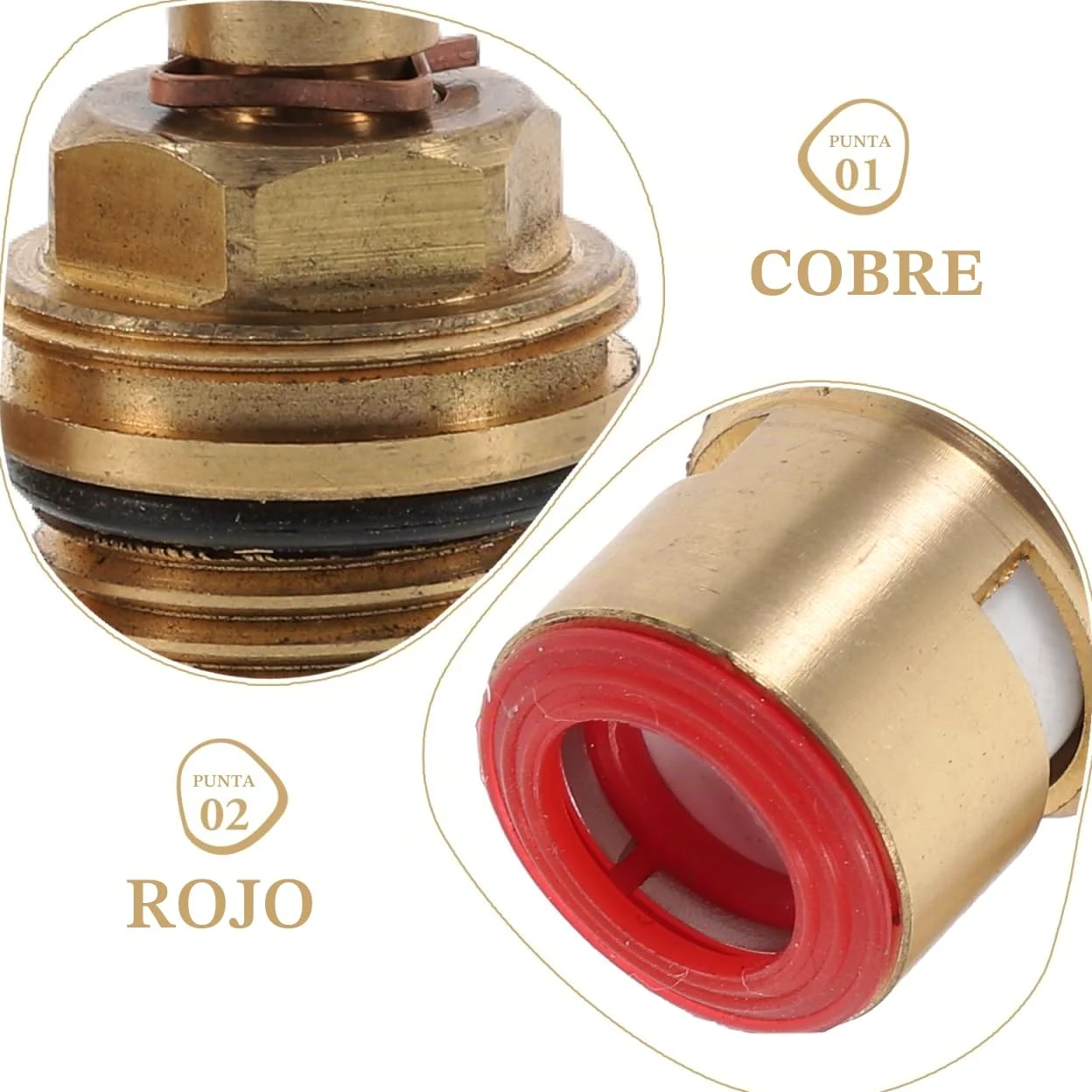 POPETPOP Reemplazo de La Válvula de Grifo Cartucho de Toque de Mezcladora Válvulas de Grifo de Reemplazo de Grifo de Latón Cerámico de Reemplazo de Cartucho de Grifo 2Pcs (Rojo)