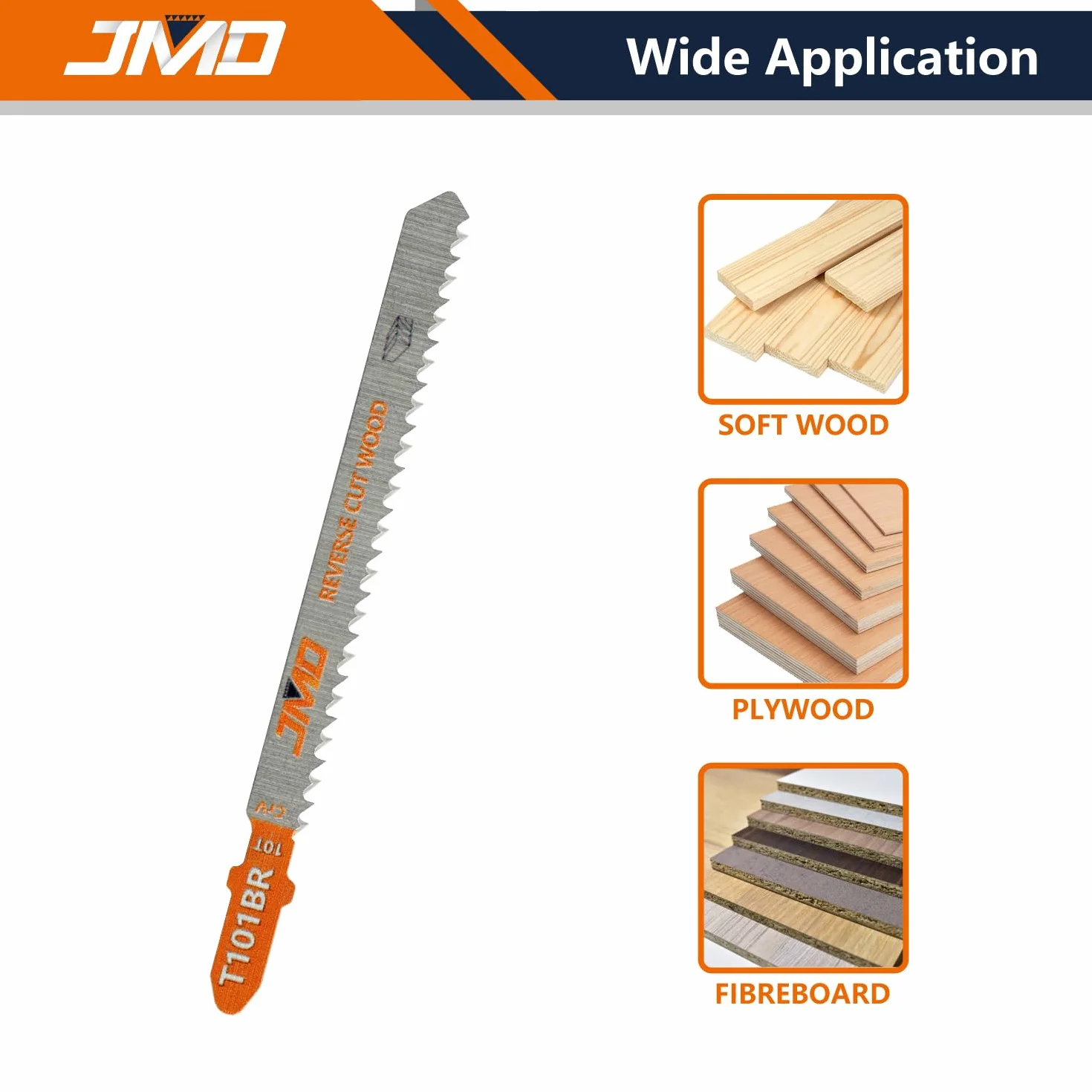 JMD 30 x T101BR Hoja de sierra caladora para madera con corte hacia atrás 100mm 10TPI Hojas de sierra caladora para madera Accesorios para sierra caladora