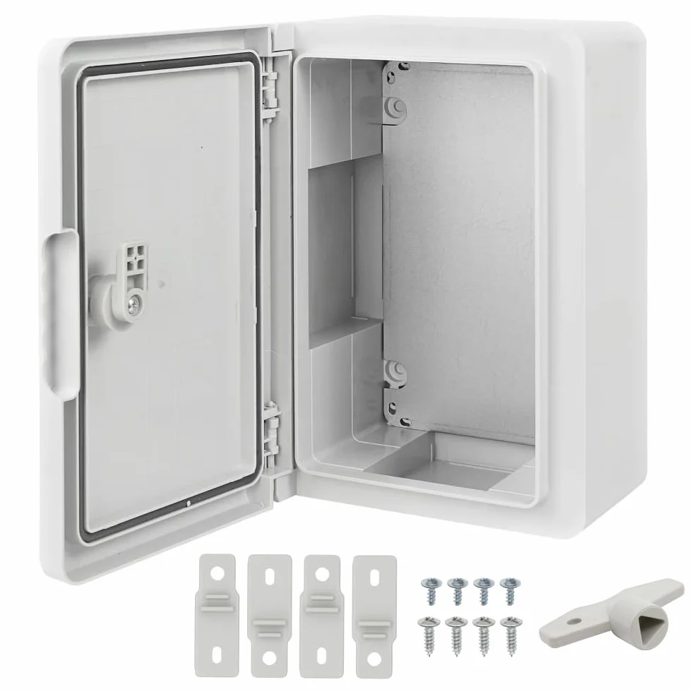 Armario de Distribución para Pared con Placa de Montaje Galvanizada, Caja Industrial de Control Vacía de Plástico ABS con Puerta Protección IP65, tamaño 200x300x130