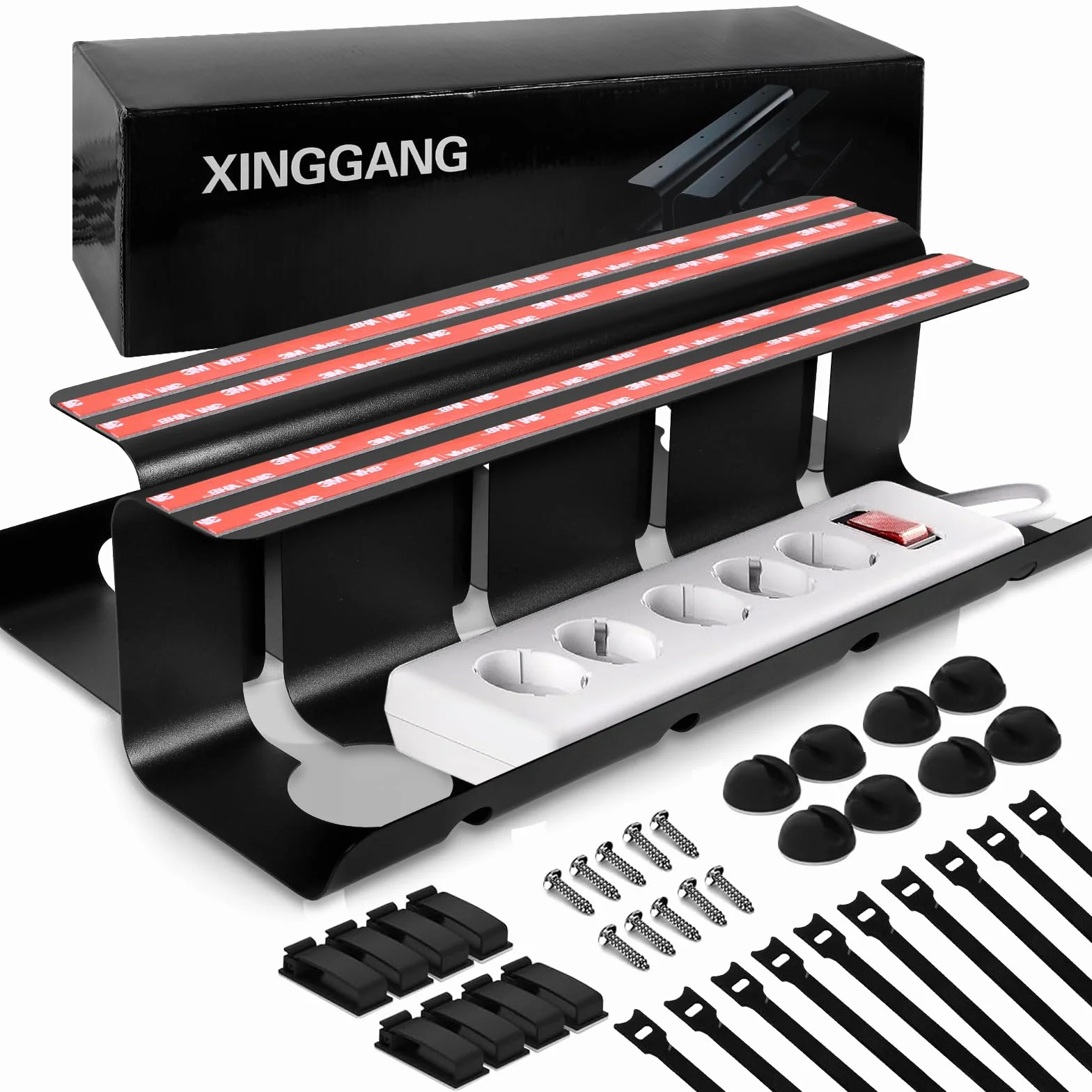 Bandeja Organizador Cables Escritorio- Juego de 2 Bandejas Gestión de Cable Ultra Resistente, Soporta 5kg - Mantener los Cables ordenados - Diseño Minimalista para Oficina