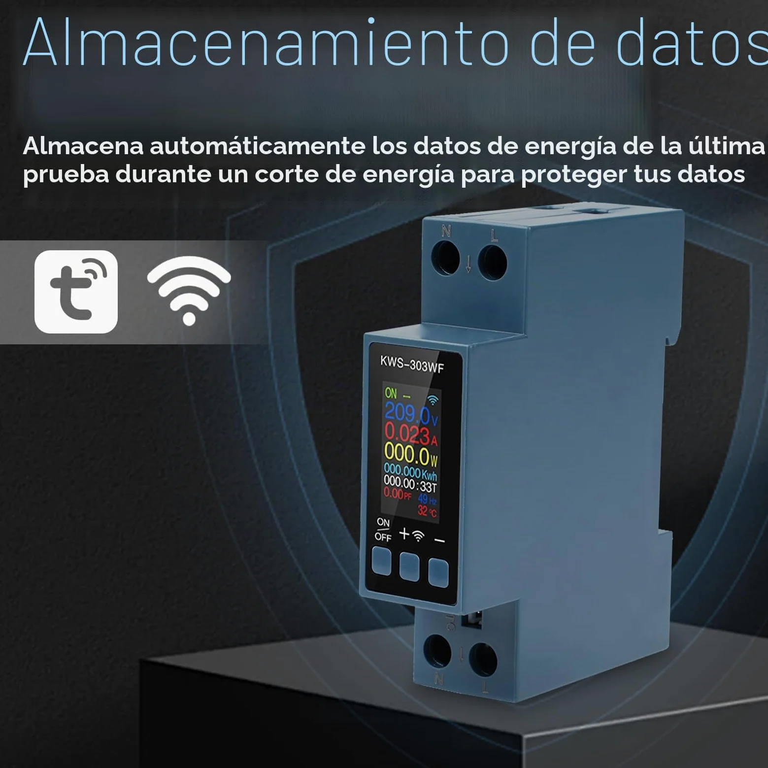 Medidor de consumo electrico wifi 40A contador electrico monofásico inteligente AC85-290V contador de energía digital con protección contra sobrecalentamiento y sobrecorriente KWS-303WF