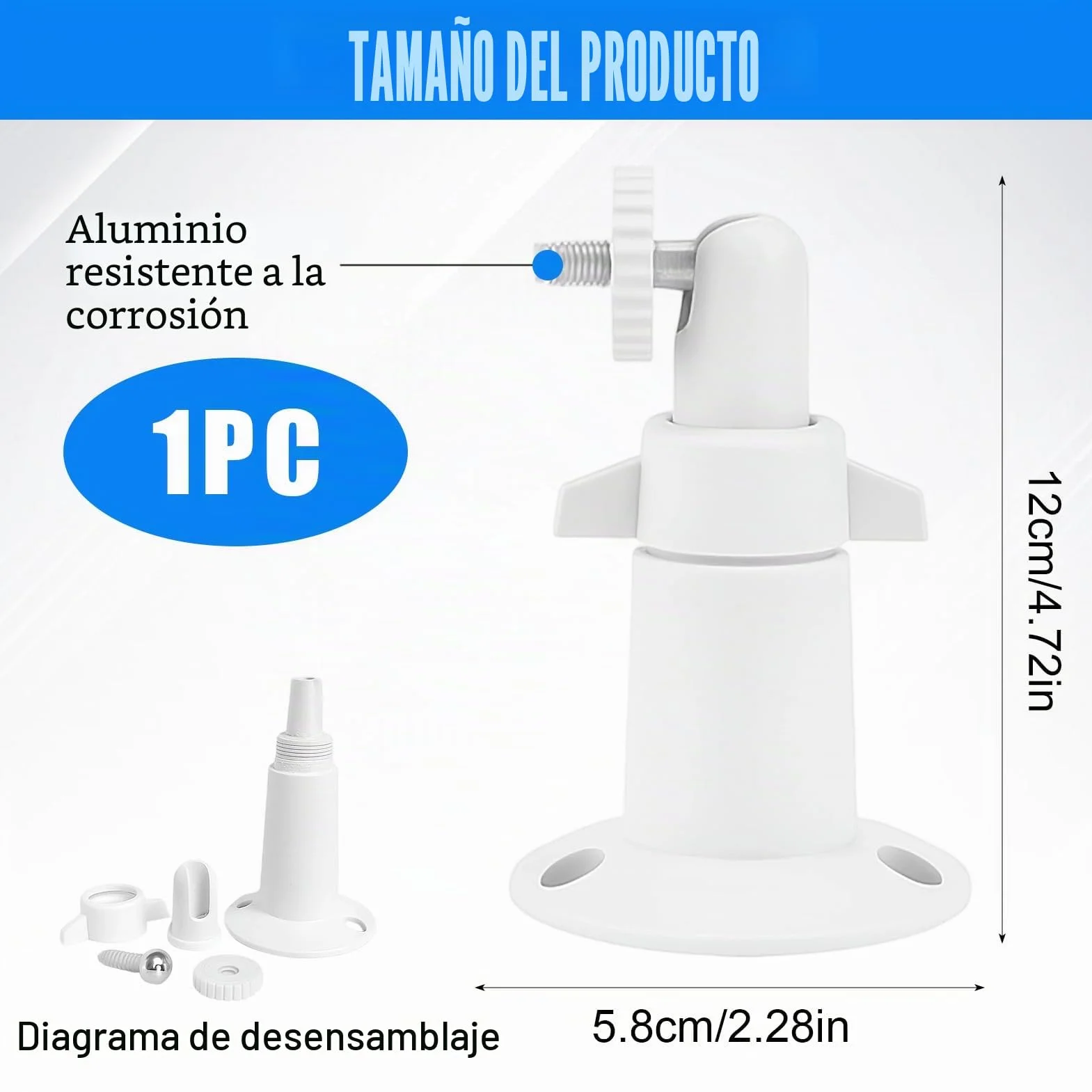 Soporte de Pared Ajustable para Cámara al Aire Libre, Soporte de Cámara con Rosca de 1/4 Pulgadas, Soporte de Pared para EufyCam S3 Pro Arlo Blink, Anillo de Aleación de Aluminio, Negro