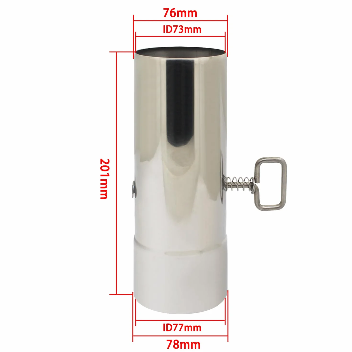 Tubo chimenea con tiro para tubos de salida de humos cocina estufa de leña tubo estufa pellet regulador de tiro válvula de mariposa compuerta regulación aire caldera de leña (H201mm OD76mm ID73mm)