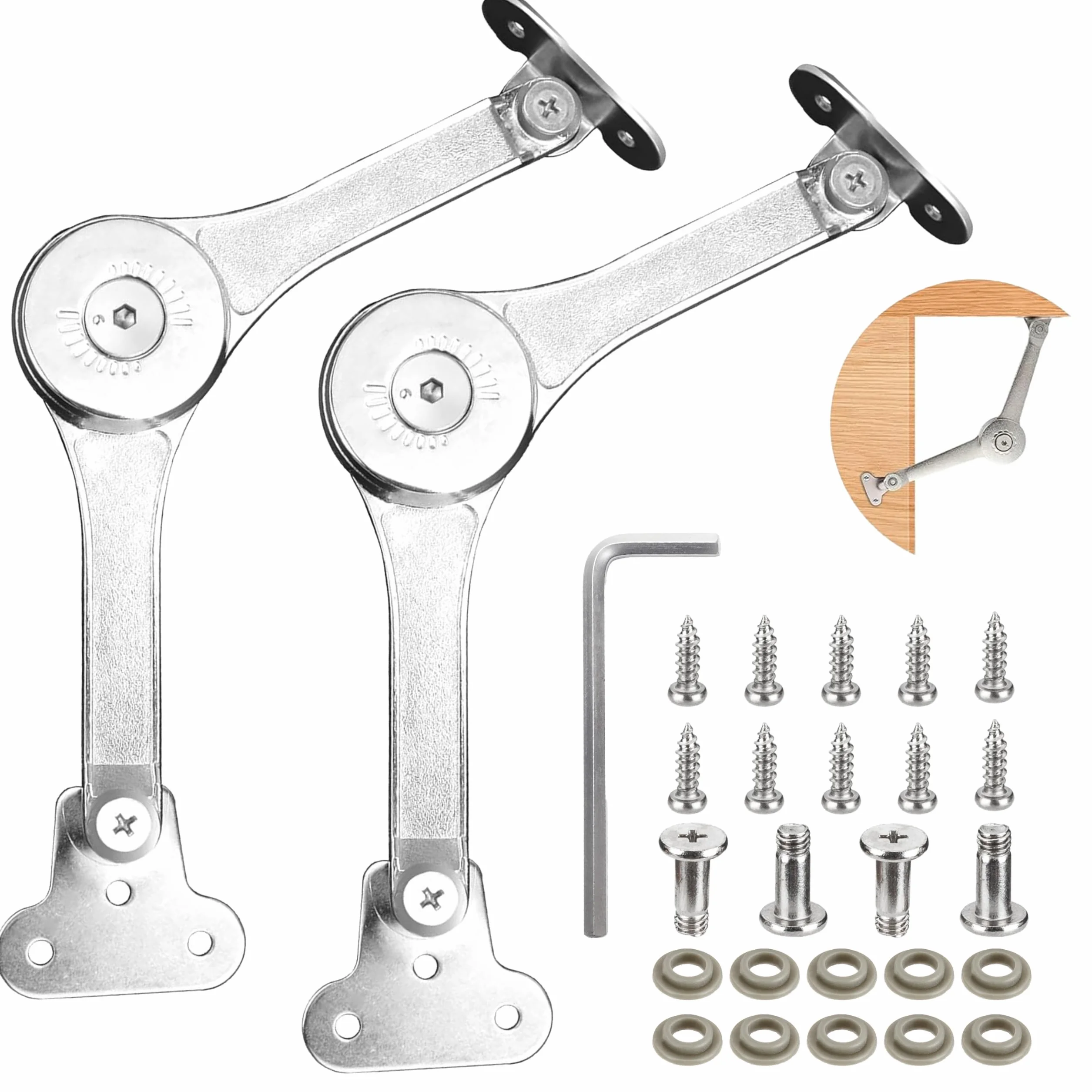 Bisagra de Soporte de Tapa Elevación, Bisagra Plegable Abatible 75/90/110 Grados para Puerta de Armario Cocina Muebles