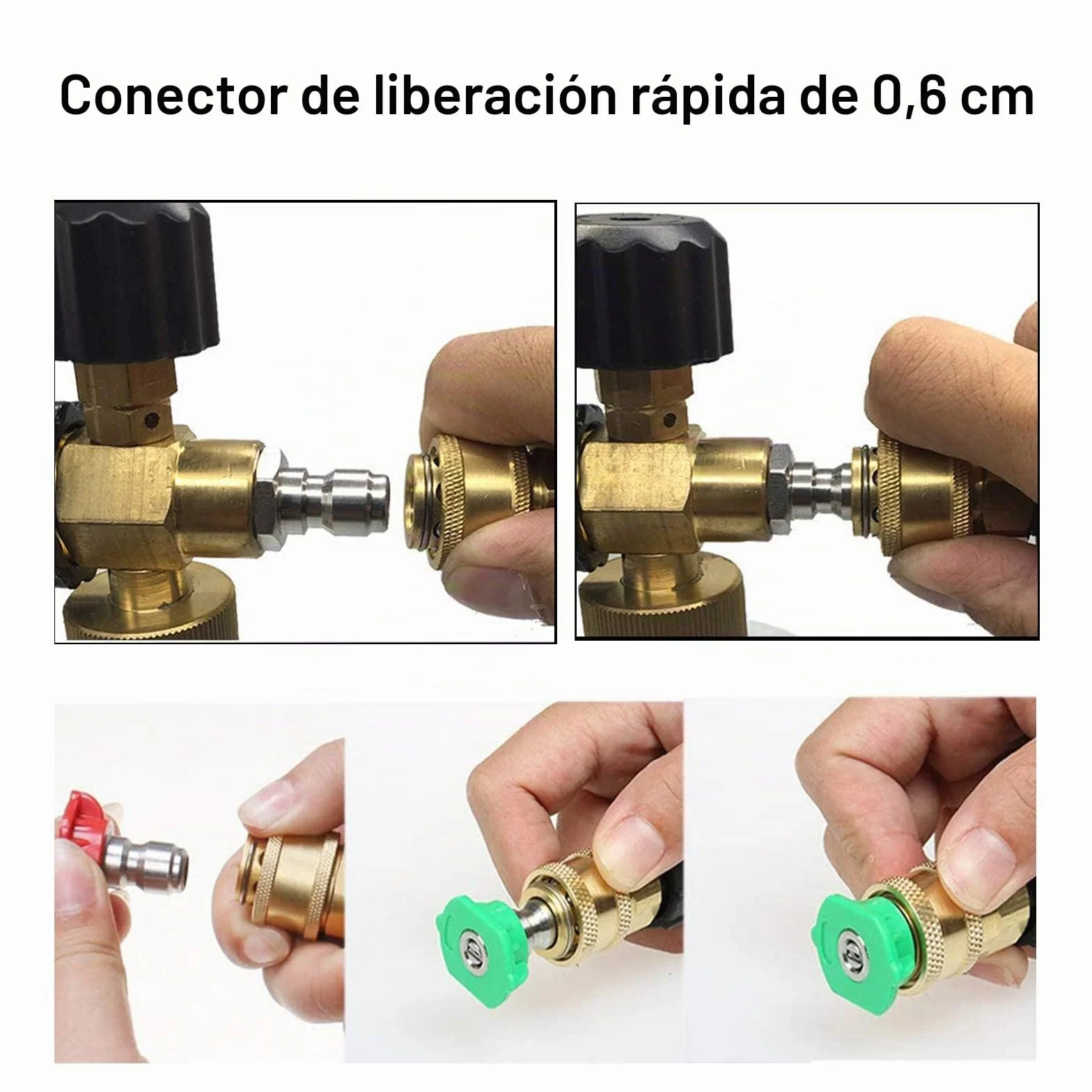 Stone Banks - Limpiador de alta presión con 5 boquillas de pulverización, 1 l, cierre rápido ajustable de 1/4", botella de pistola de espuma, dispensador de jabón para lavado de coches