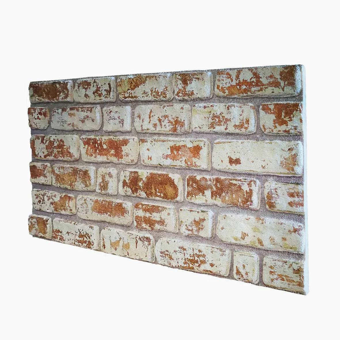 Pannelli Ladrillo artificial reconstruido en poliestireno resinado, medidas 100 cm x 50 cm grosor 2 cm aislantes térmicos para interiores y exteriores modelo Santorini