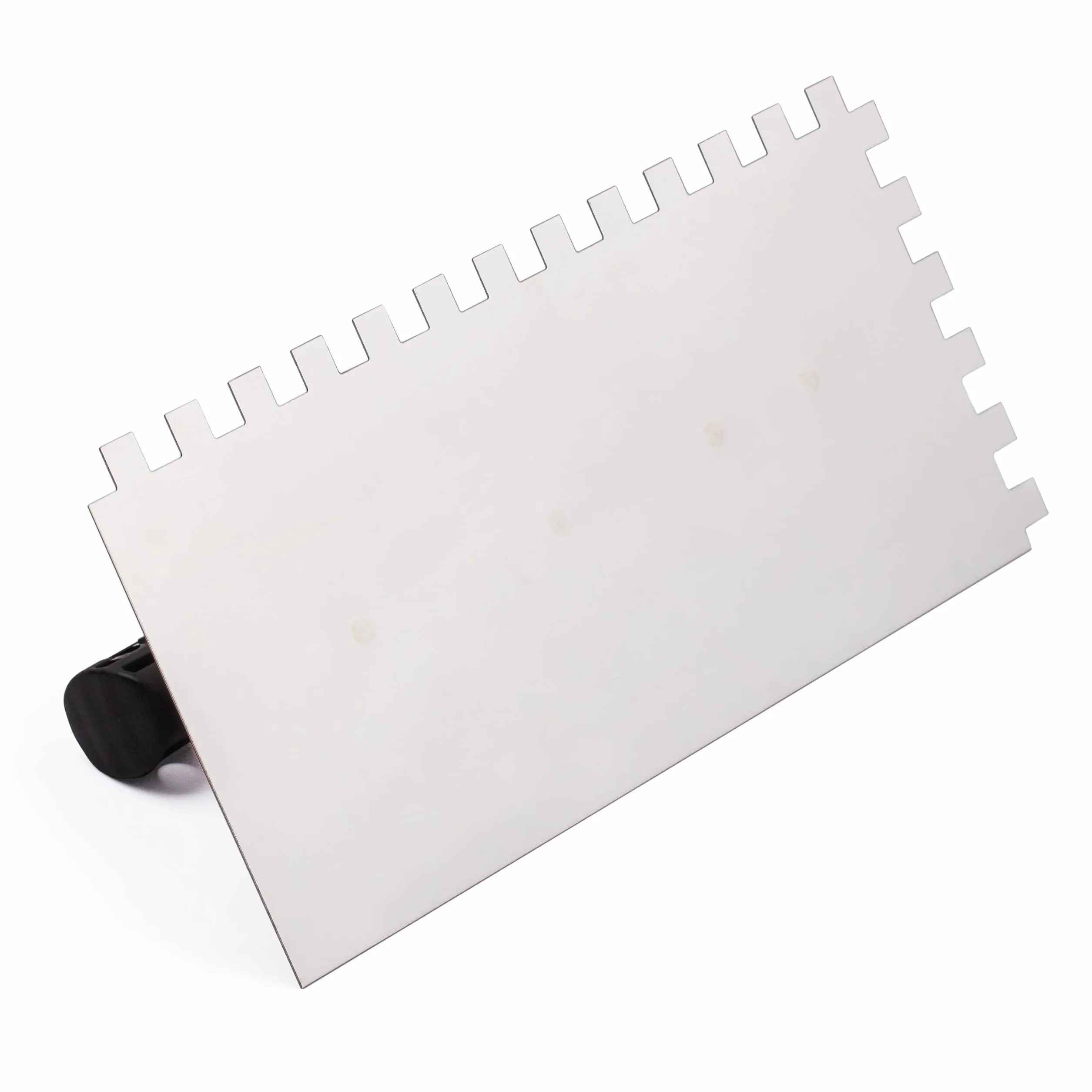 Mivos Kit de paletas dentadas de 4 piezas - Paleta dentada de acero inoxidable 6x6 8x8 10x10 12x12 mm - 270 x 130 con mango de plástico - inoxidable - Paleta con reborde - Fabricada en la UE