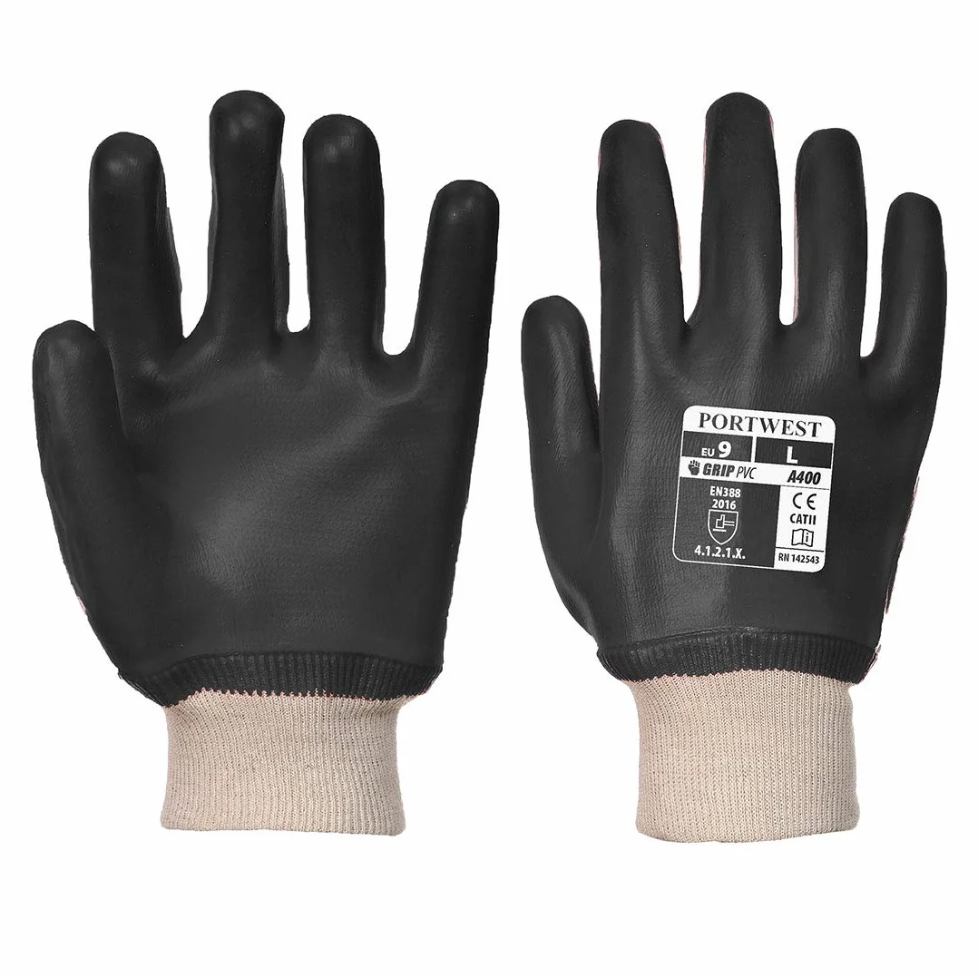 Portwest Pvc Puño Elástico , Tamaño: M, Color: Negro, A400BKRM
