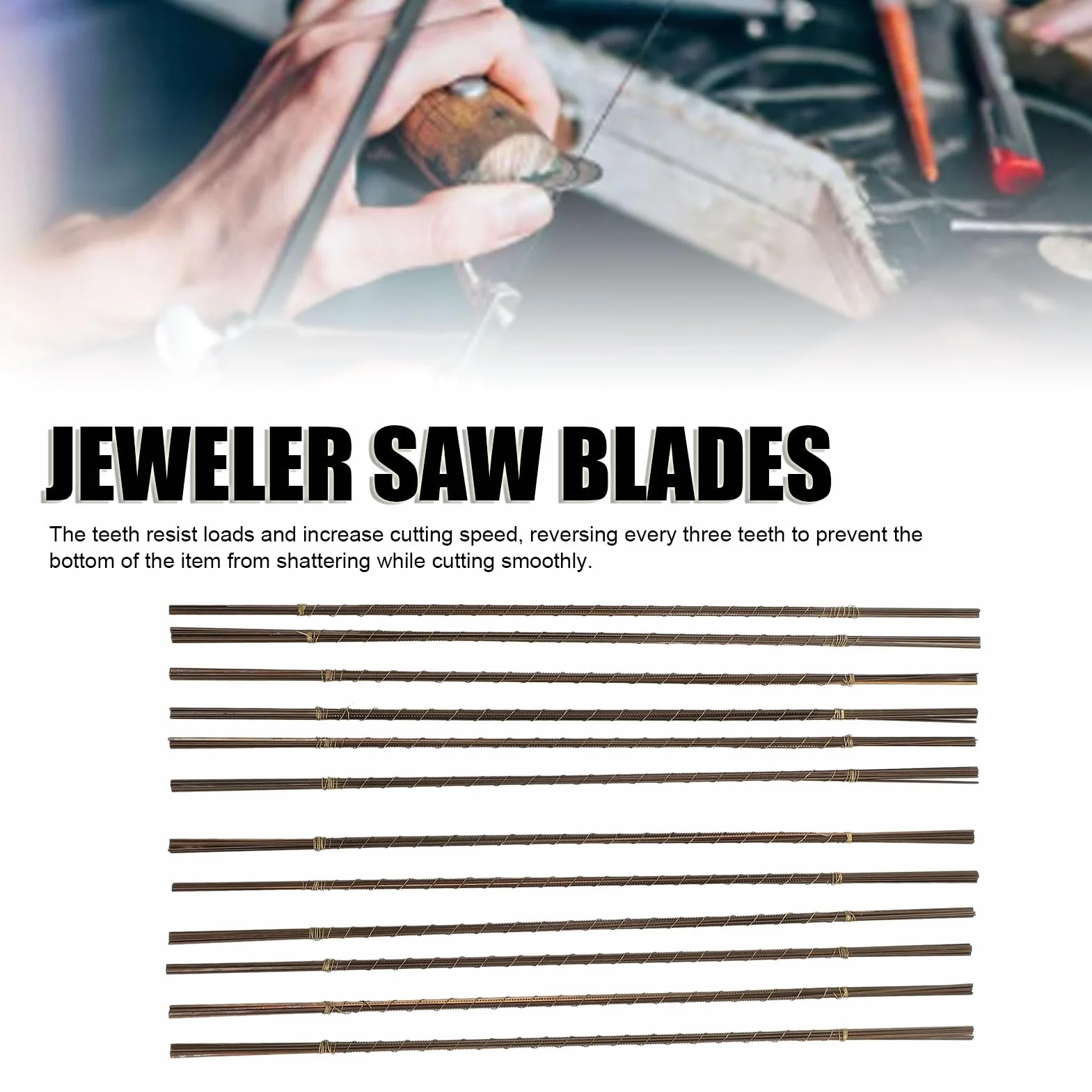Hojas de Sierra para Joyería 144 Piezas Dientes Espiral 3/0 Metal Madera
