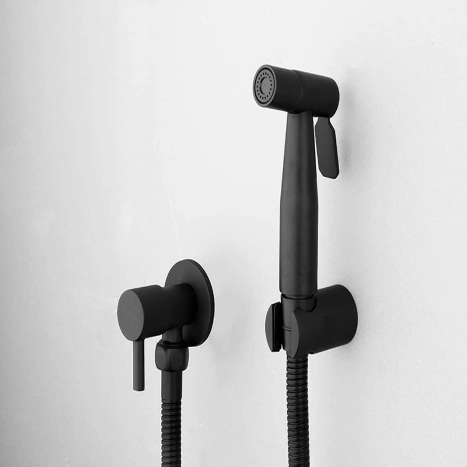 Alcachofa De Ducha De Mano Bidé Negro Para Baño - Pulverizador Para Inodoro, Ducha Higiénica, Grifo Montado En La Pared - Alta Presión, Ahorro De Agua Y Resistente