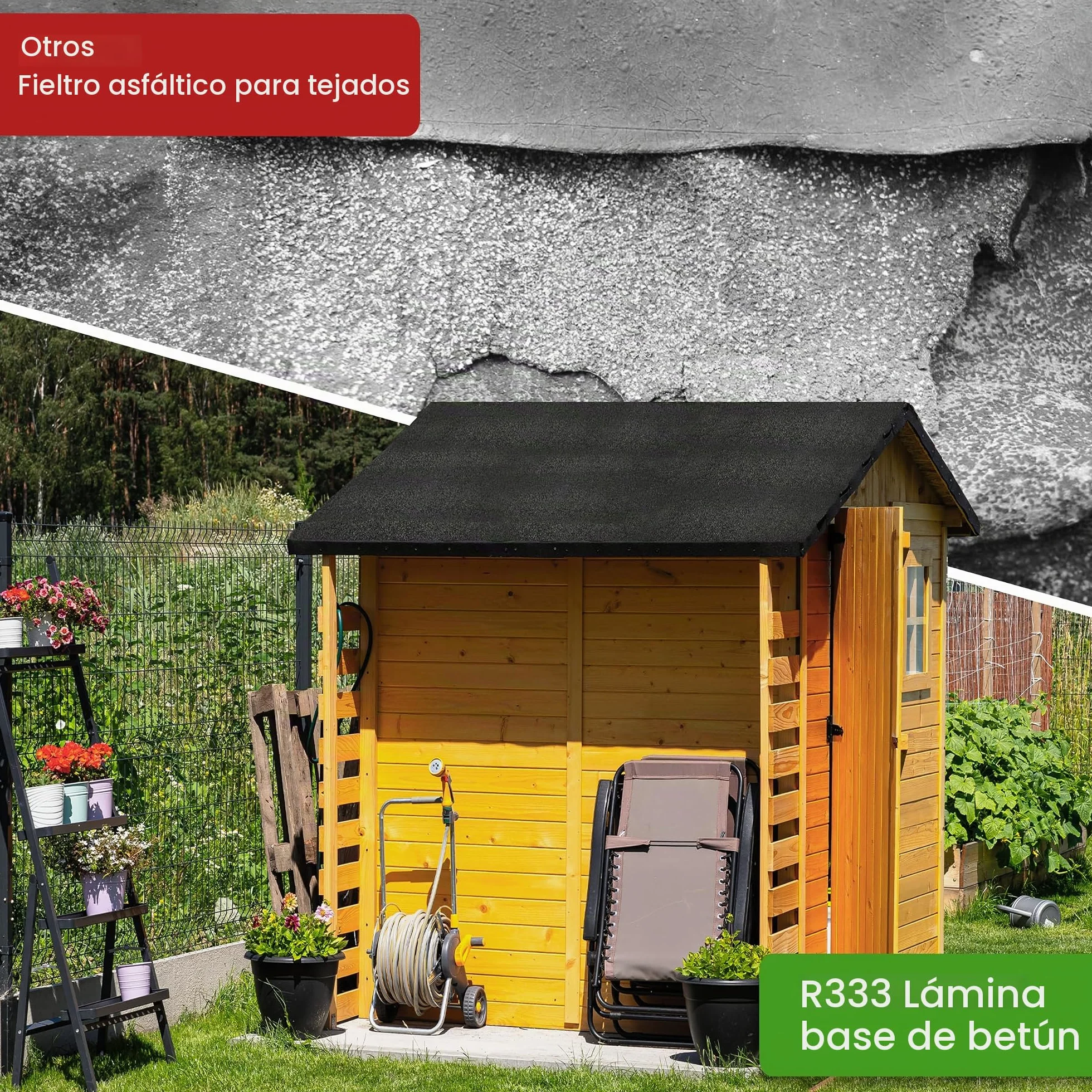 GARTENPIRAT Rollo con 5,0 m² de Tela asfáltica arenosa para techos Color Negro