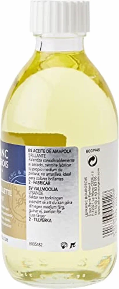 Lefranc Bourgeois Aditivo para Pintura al Óleo - Aceite de Amapola, Frasco de 250 ml