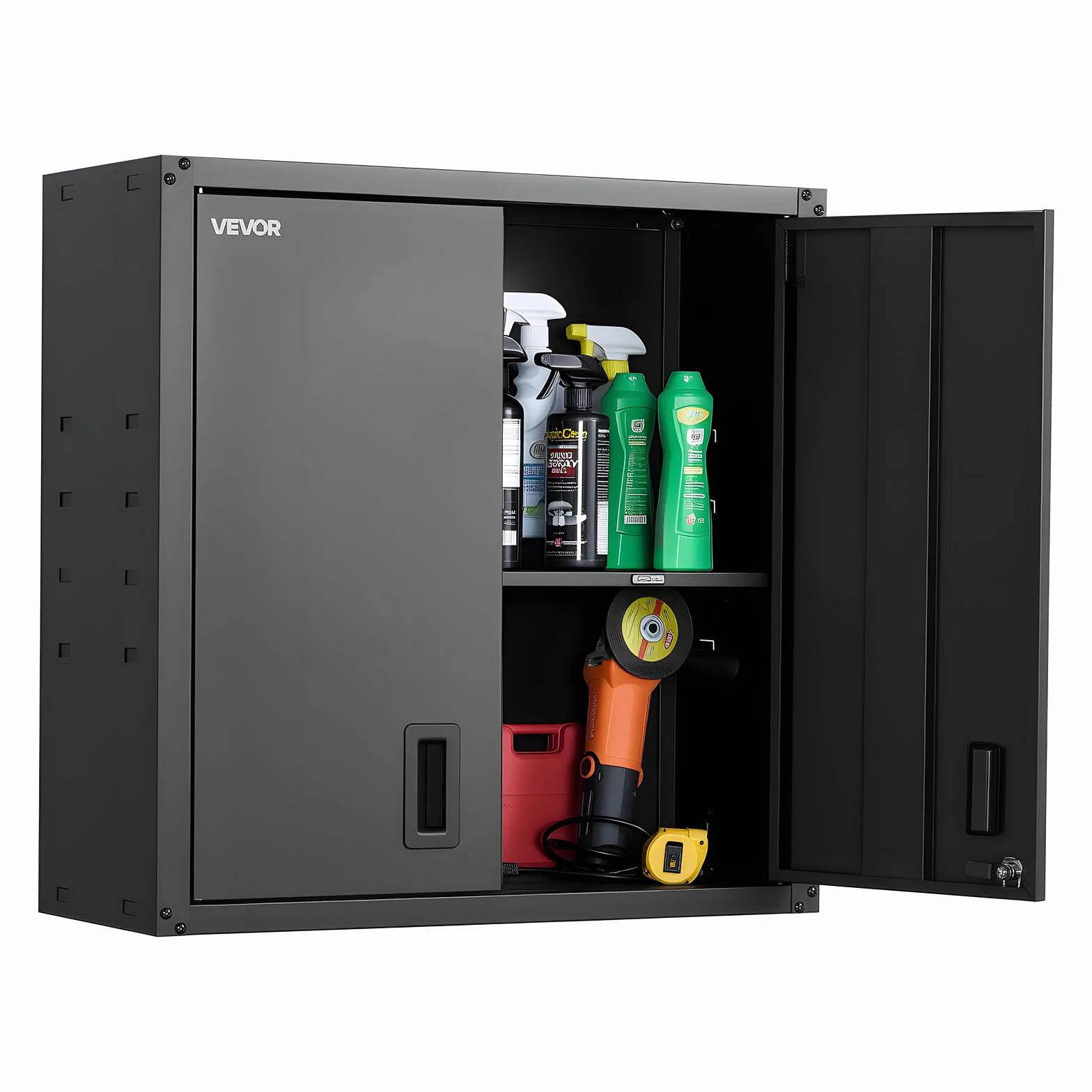 VEVOR Armario de Pared para Taller, 762 x 310 x 762 mm, Armario de Herramientas de Metal, Capacidad 108,86 kg, Negro
