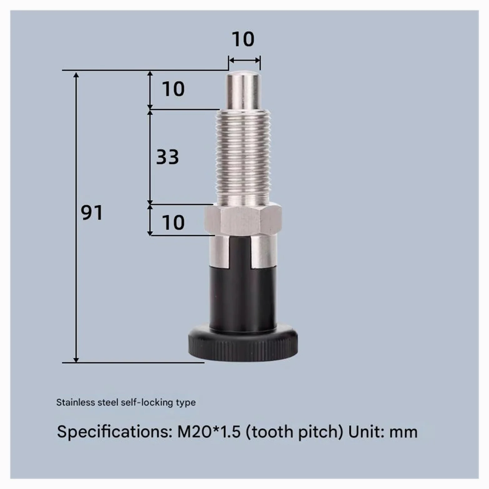 Émbolo de resorte, 2 Piezas De Pasador Indexación Con Resorte, Rosca Fina, Autoblocante, Retráctil, For Equipos Mecánicos ,para equipos industriales(M20*1.5_SELF-LOCKING)