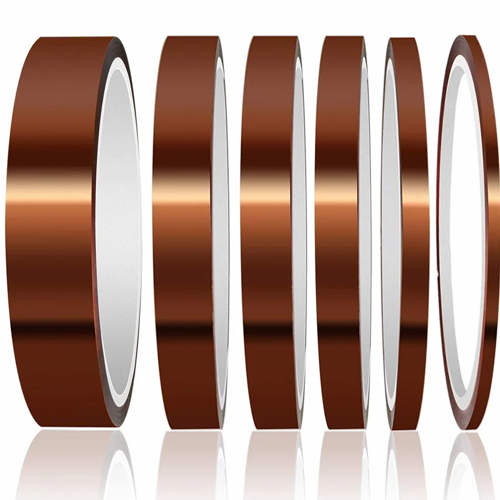 Gebildet 6Rollos Cinta Kapton, Cinta Adhesiva de Alta Temperatura, Poliimida Cinta Resistente al Calor para Soldar, Recubrimiento en Polvo, Placa de Circuito Aislantes (3/6/8/10/12/20 mm x 33m)