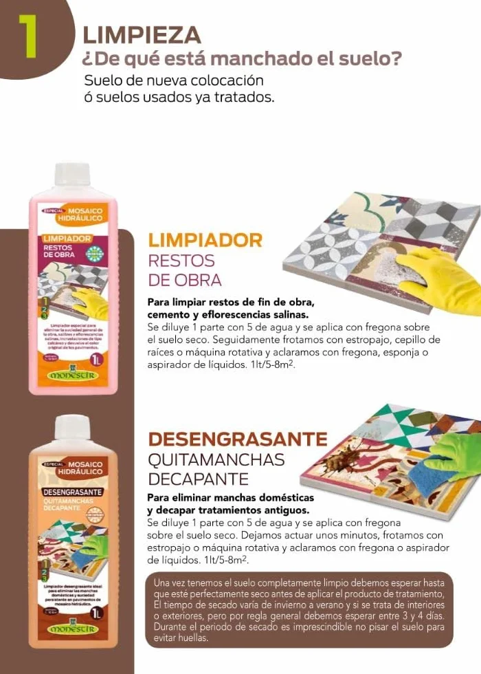 Monestir Cera Líquida Ecológica Mate, especial mosaico hidráulico 1L