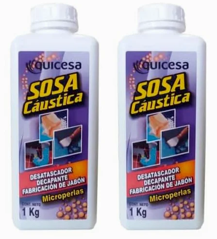 Sosa caústica en microperlas bote 1 kg Pack 2 uds. Potente desatascador, decapante apto para la fabricación de jabón