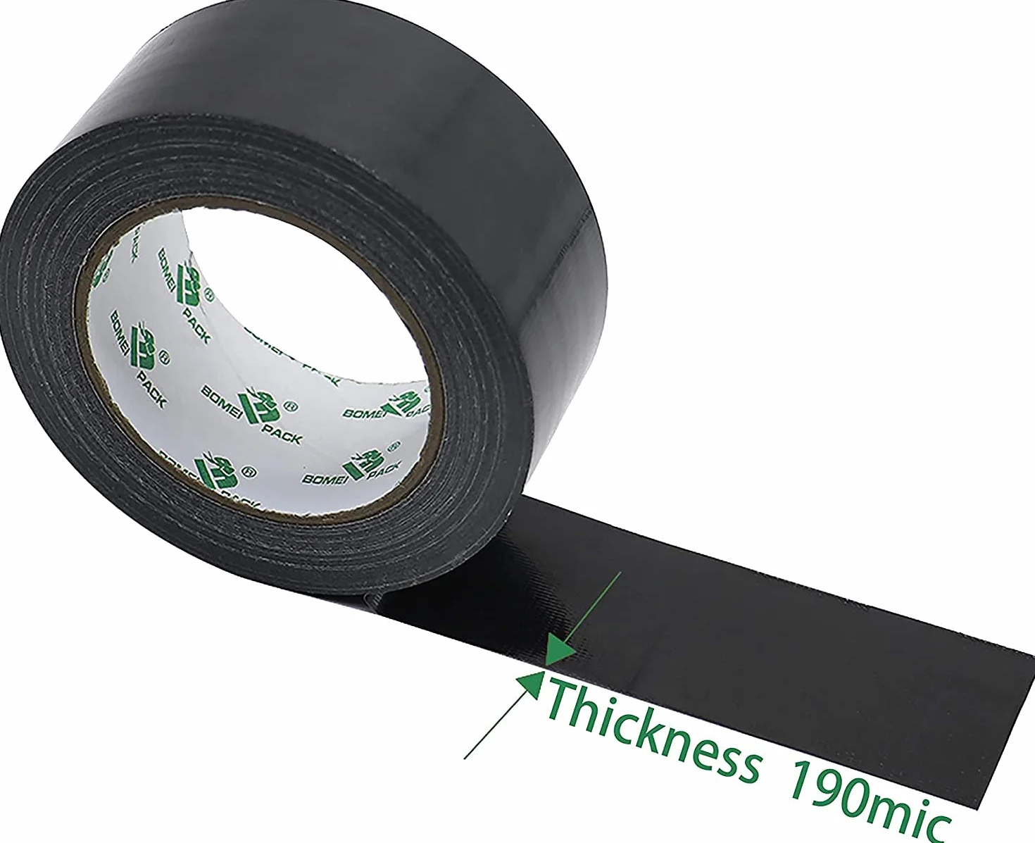 BOMEI PACK 2 rollos Cinta Americana 50mm x 50 m - Cinta Adhesiva Negra - Cinta Fuerte de Tela Reforzada con Tejido - Para Interiores y Exteriores (black 50mm)