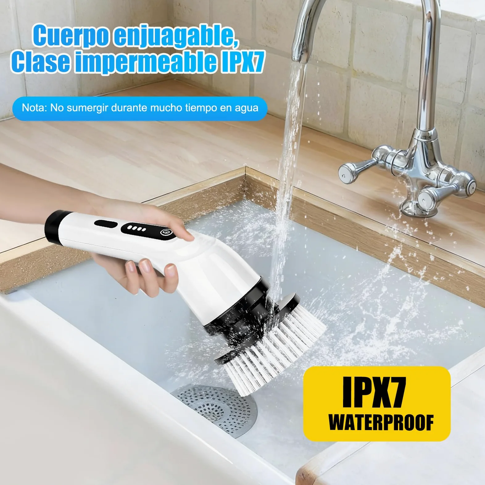 PATEMZON Cepillo Electrico Limpieza Hogar, Cepillo Limpieza Electrico-IPX7 con 9 Cabezales Reemplazables, Dos Velocidades Regulables y Mango Telescópico, para Baño, Cocina, Coche, Azulejos