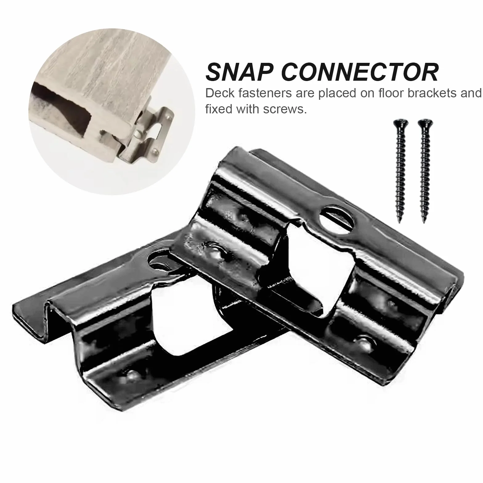 100 clips para terraza de acero inoxidable, en forma de U, clips de fijación con 100 tornillos para cierre de suelo de madera de bambú, rango de sujeción 6 mm/7 mm/8 mm/9 mm (negro 8 mm)