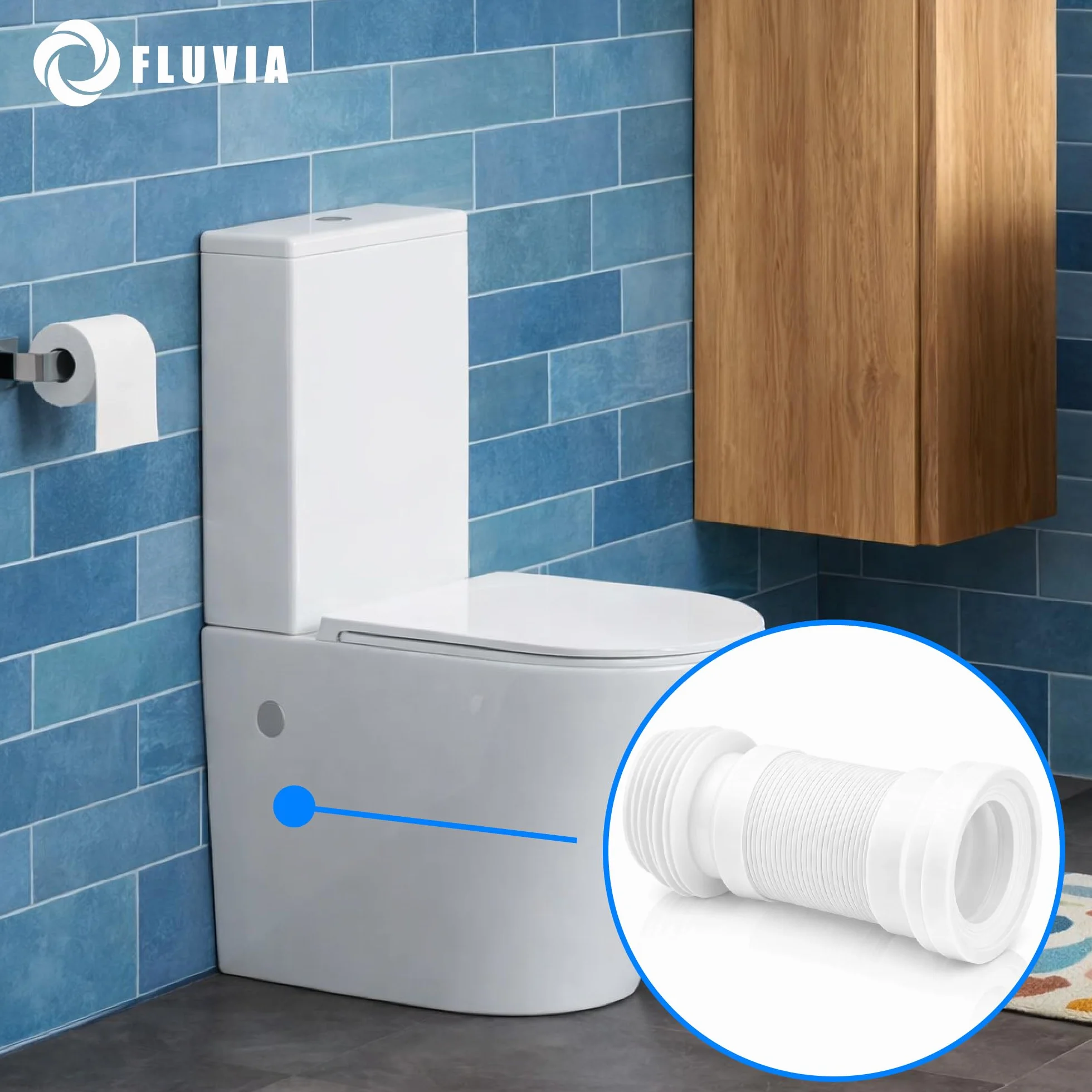 Manguito WC Extensible PVC Conector Universal Inodoro Ø90-110 mm Tubo Flexible Ajustable 240-480 mm Alta Estanqueidad Antifugas