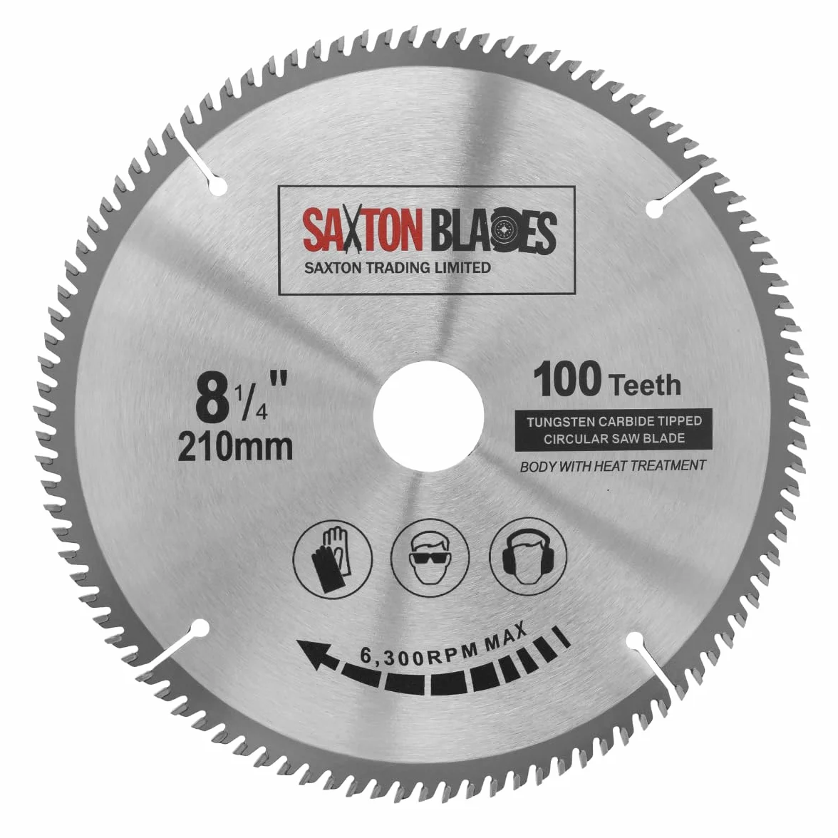 Saxton TCT - Hoja de sierra circular para madera (210 x 30 mm, 100 dientes, compatible con Festool, Bosch, Makita, Dewalt)