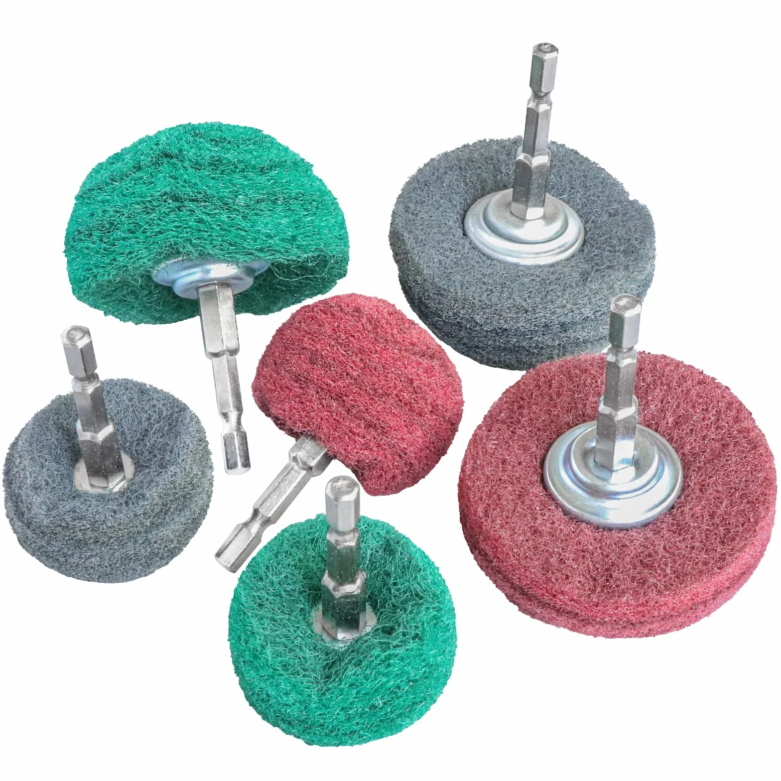 6 unidades de discos abrasivos de fieltro, esponjas abrasivas Power Scrubber, juego de limpieza para lijar, pulir metal, madera, acero, acero inoxidable