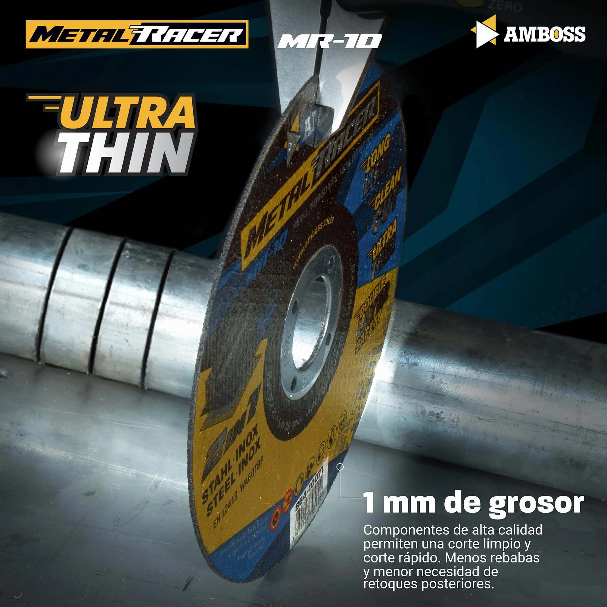 50 discos de corte de metal de 125 x 1 x 22,23 mm – El disco de corte de Metal Racer by AMBOSS WERKZEUGE es adecuado para acero y acero inoxidable