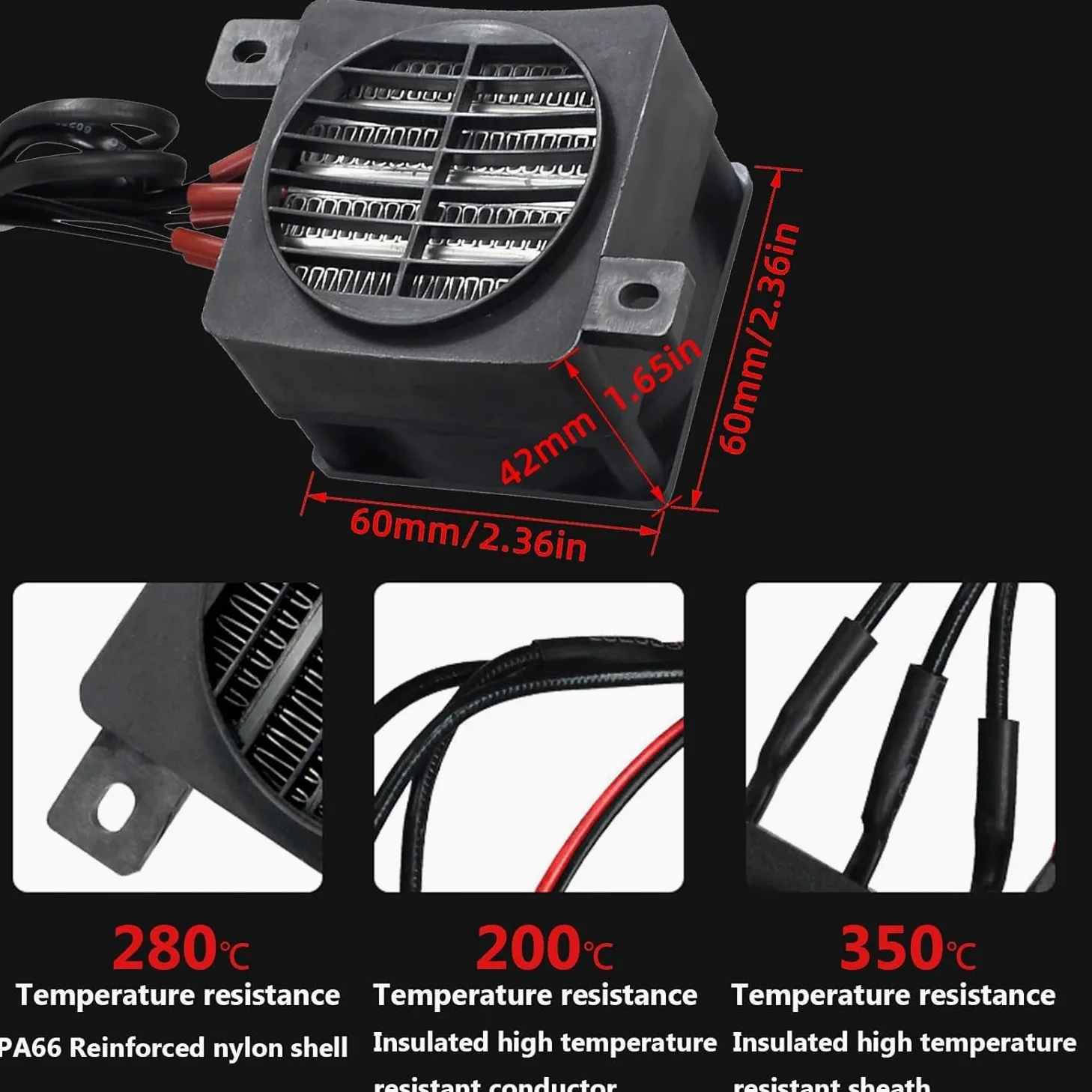 Calentador De Espacio Pequeño Calentador PTC, 220V 300W Calentador De Aire De Cerámica Calentador De Habitación Calentador De Aire PTC Elemento De Calentamiento Termostático De Cerámica Calentador De